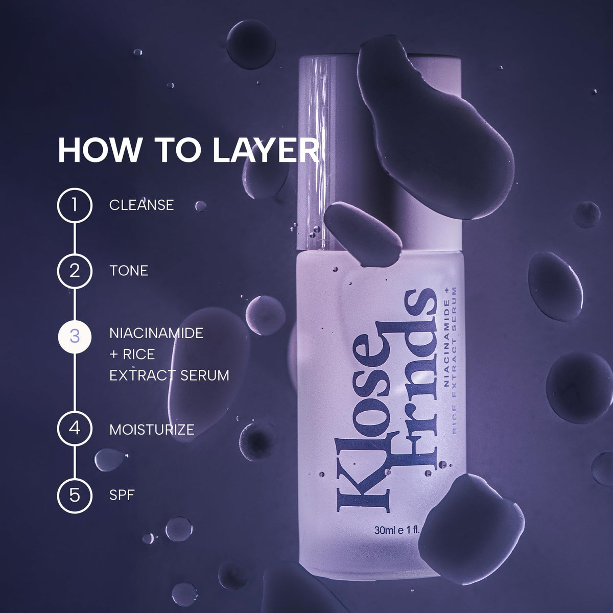 Niacinamide Rice Extract Facial Serum Hydrating Glow Face - KLOSE FRNDS Official Imagery - 5