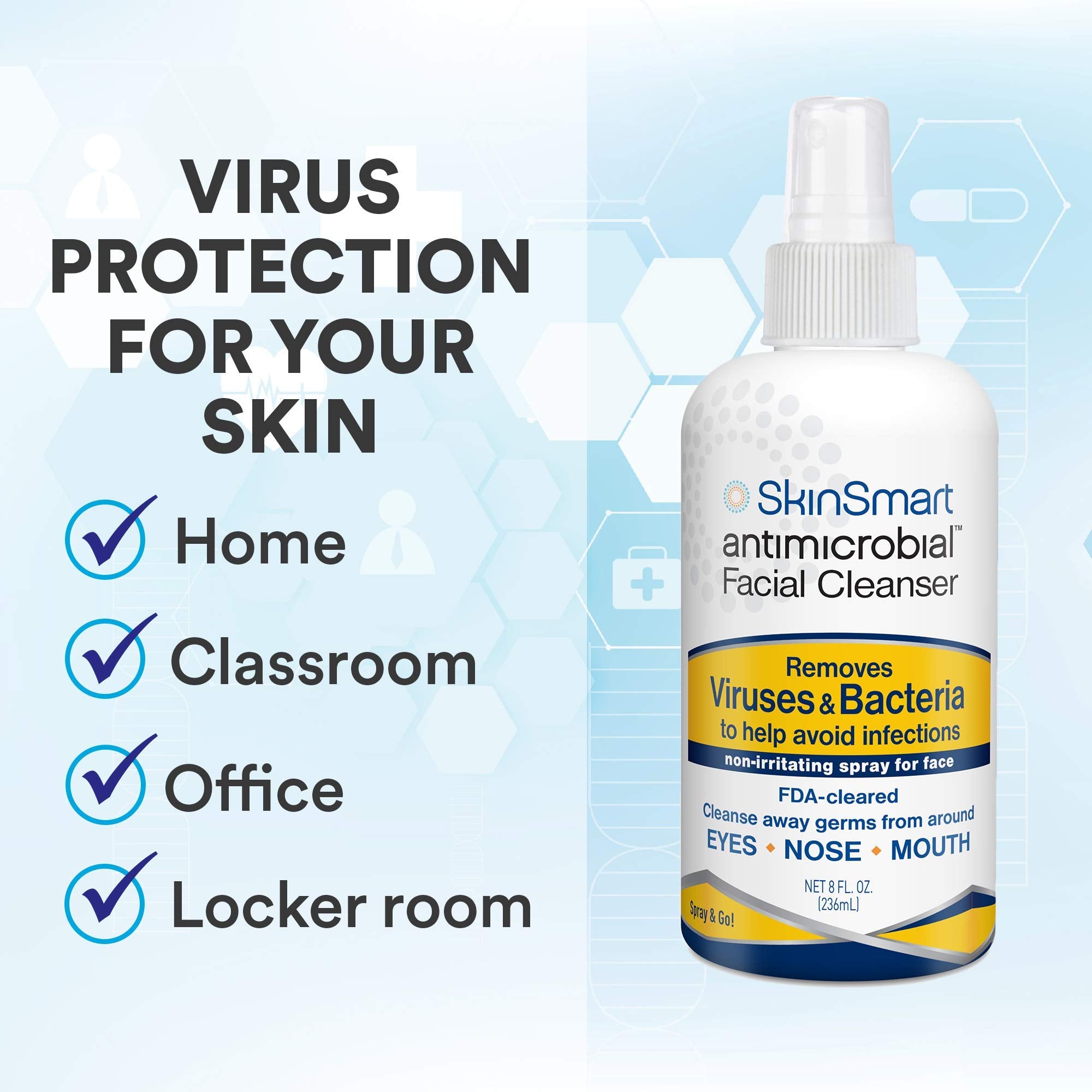 SkinSmart Antimicrobial Facial Cleanser Spray, Remove Viruses 2 oz - View 6