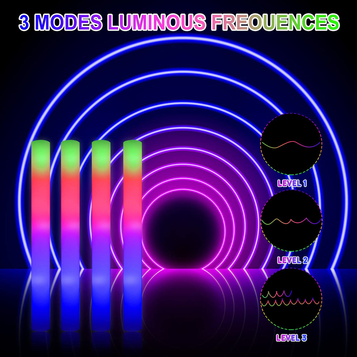 LifBetter 30 Pcs Foam Glow Sticks Bulk Led Glow Sticks with - LifBetter Official Imagery - 4