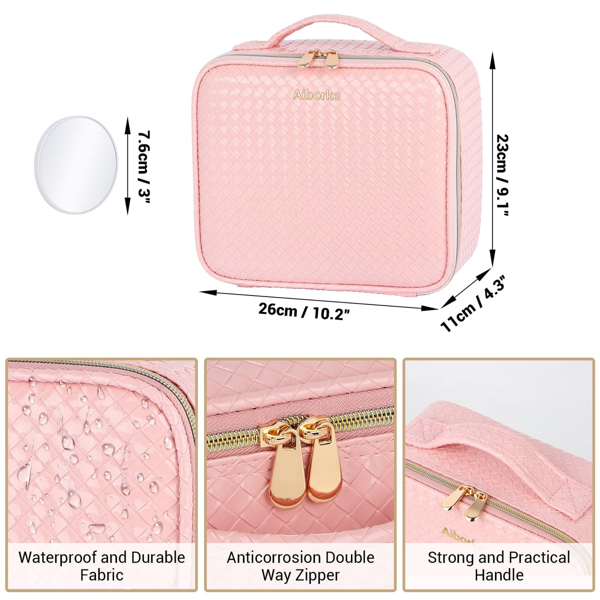 Travel Makeup Bag with Led Mirror Make up Case with Lighted - Aiborke Official Imagery - 4