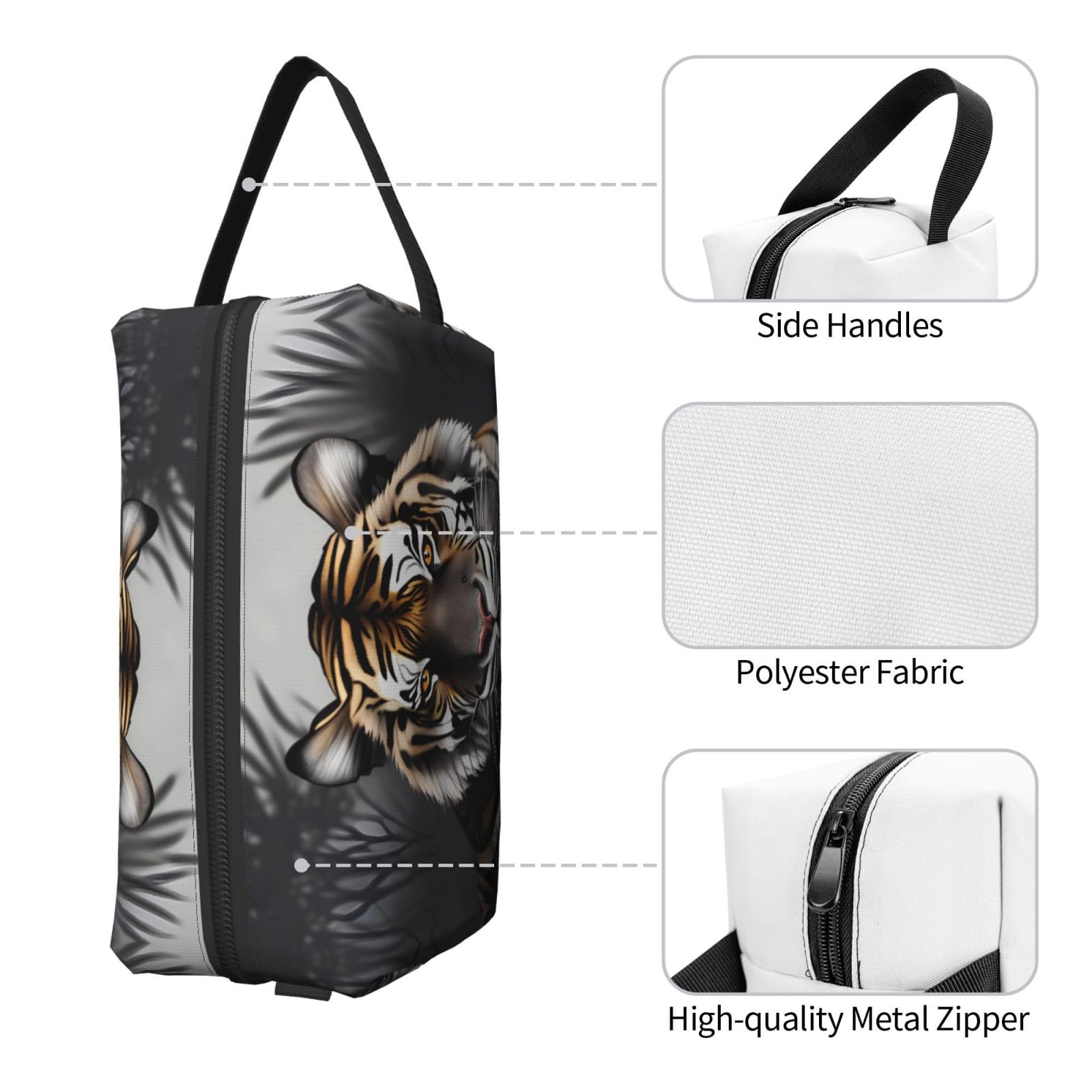 SXZVVBN tiger at rest large capacity travel toiletry bag made of durable Oxford cloth, used as a makeup organizer and cosmetic pouch.