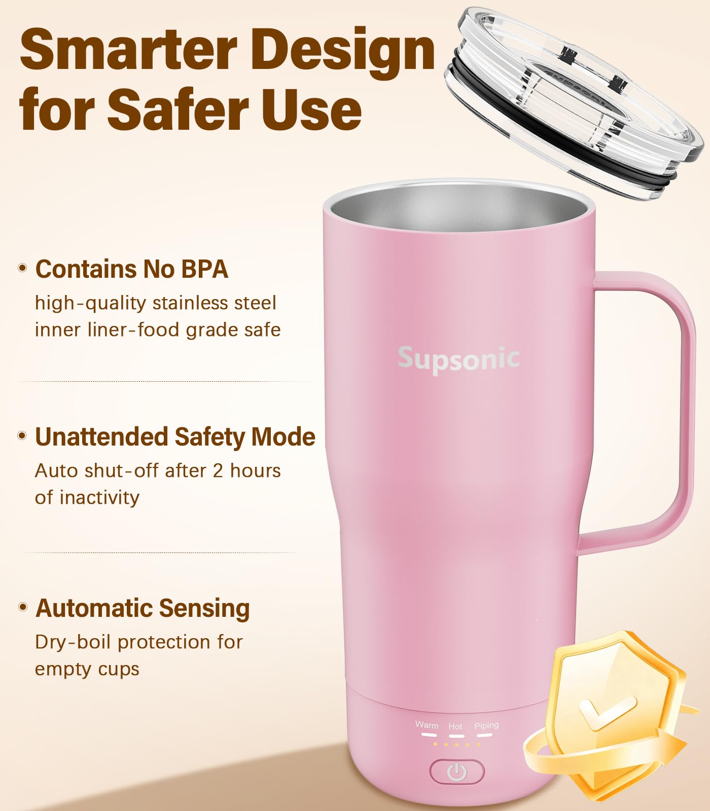 Supsonic 20oz Self-Heating Coffee Mug Electric Temp Control S3