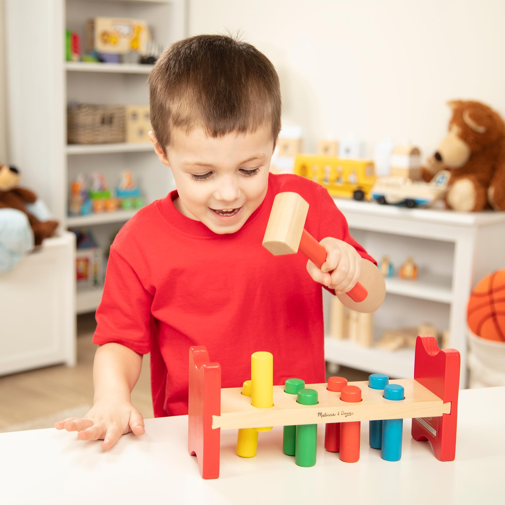 Melissa &amp; Doug Deluxe Wooden Pound-A-Peg Toy with Hammer - 4.6               4.6 out of 5 stars