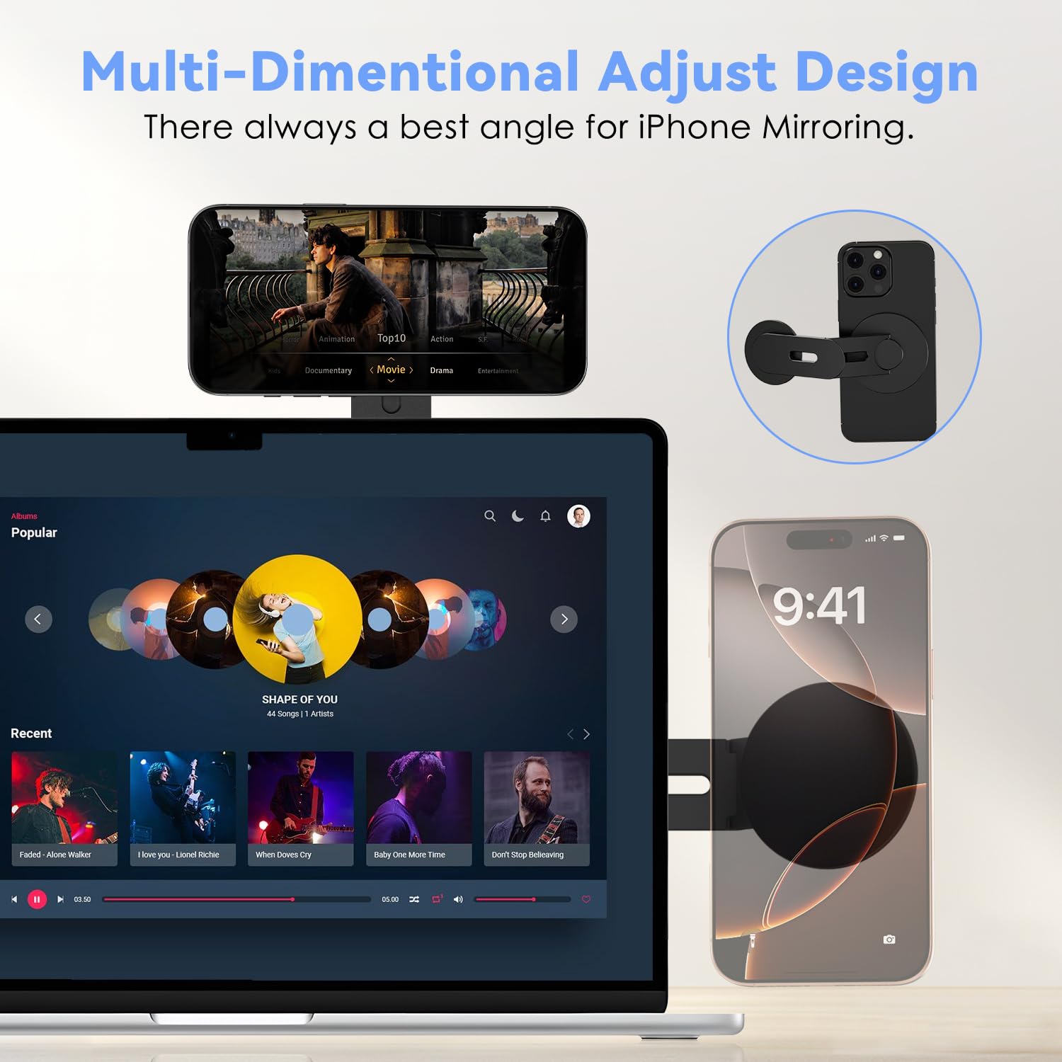 CloudValley Magnetic Laptop Phone Holder, 360° Rotating Mount