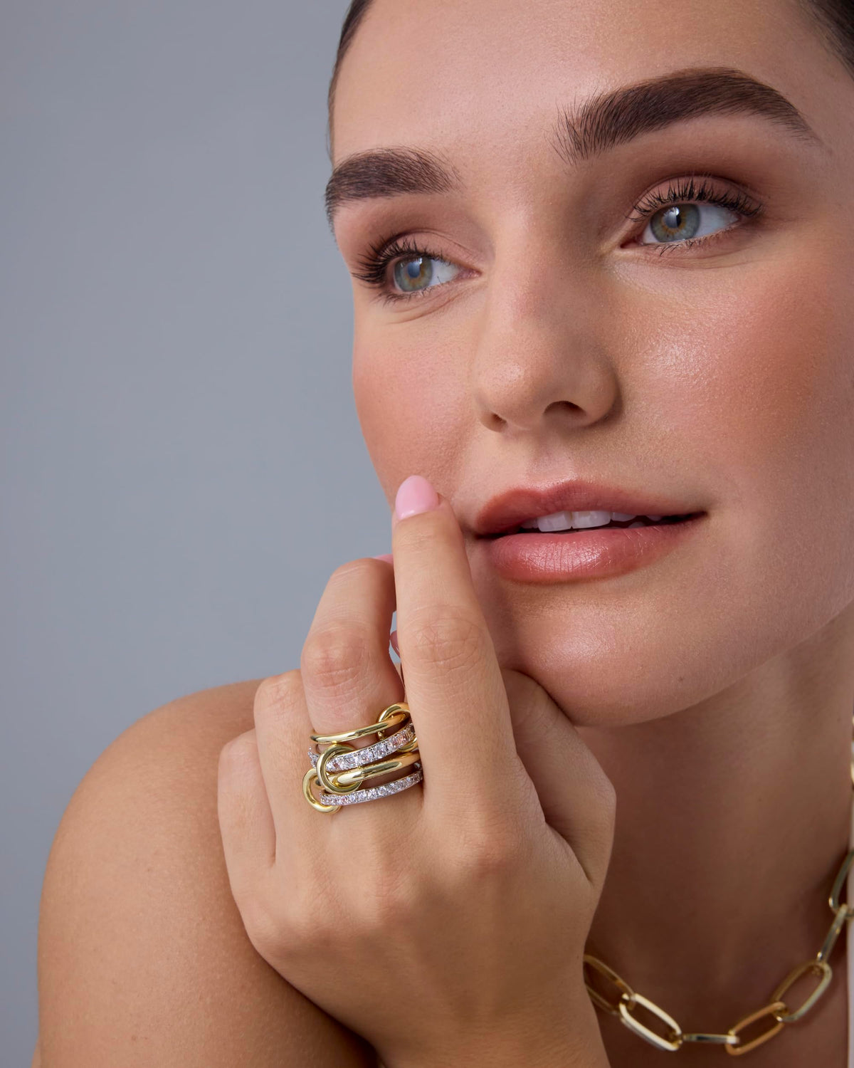 PAVOI Stackable Rings for Women 14K Gold Plated Interlocked - PAVOI Official Imagery - 5