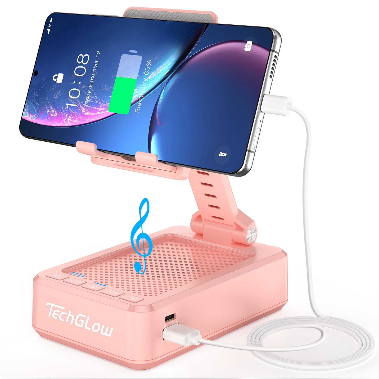 TechGlow Foldable Cellphone Stand with Bluetooth Speaker and Char by TechGlow - Angle View 9