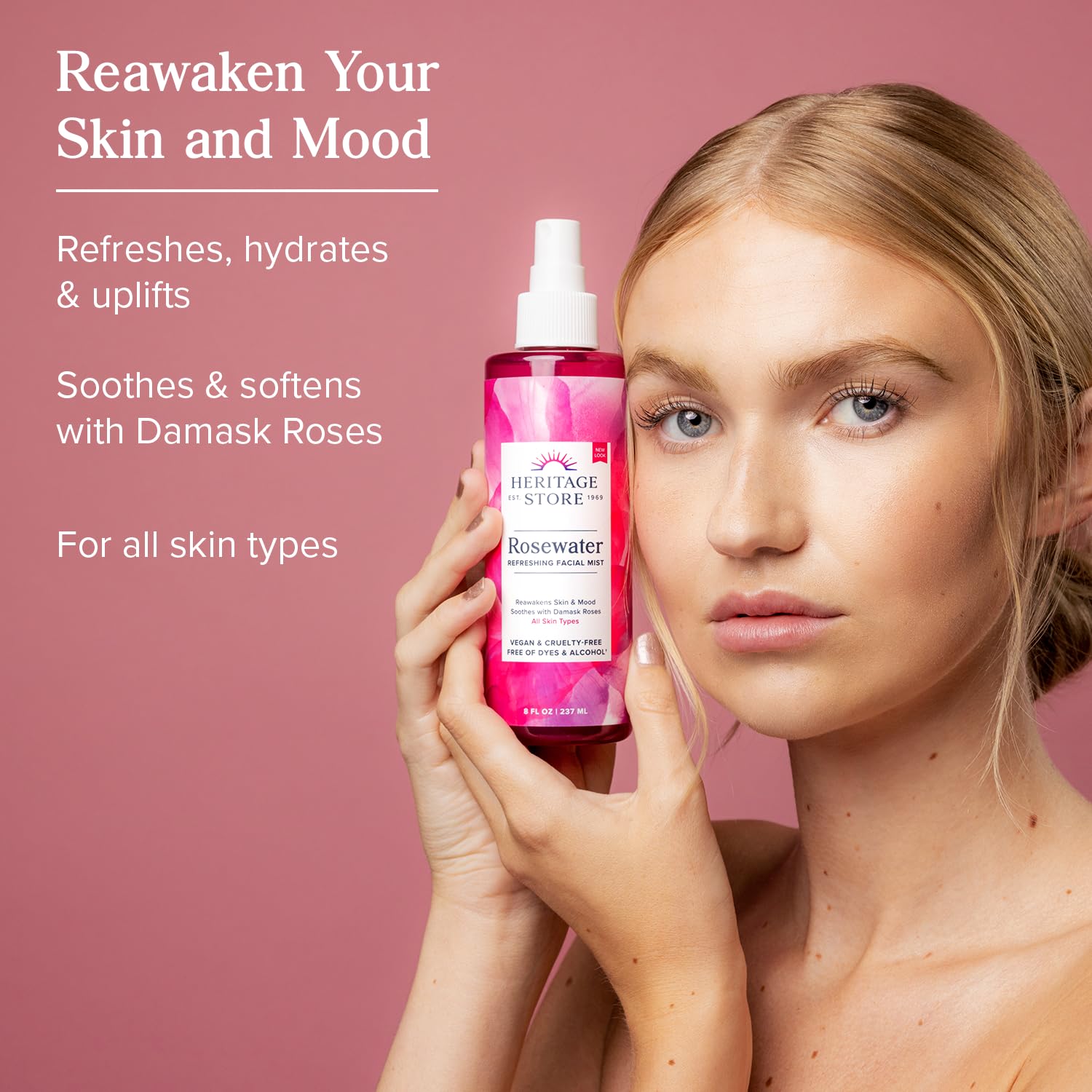 HERITAGE STORE Rosewater Facial Mist, Hydrating Face Spray, 12... - HERITAGE Official Product View 3