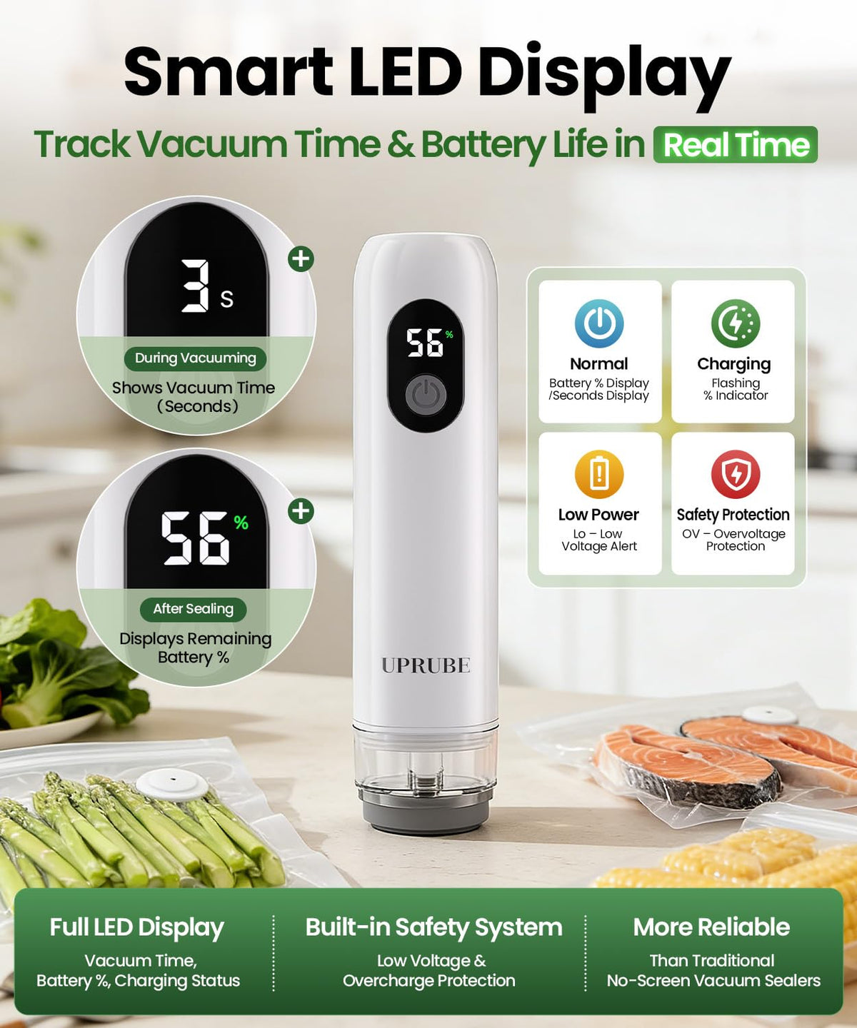 Compact Vacuum Sealer for Food Drainage Tube Wet Food 30 - UPRUBE Official Imagery - 4