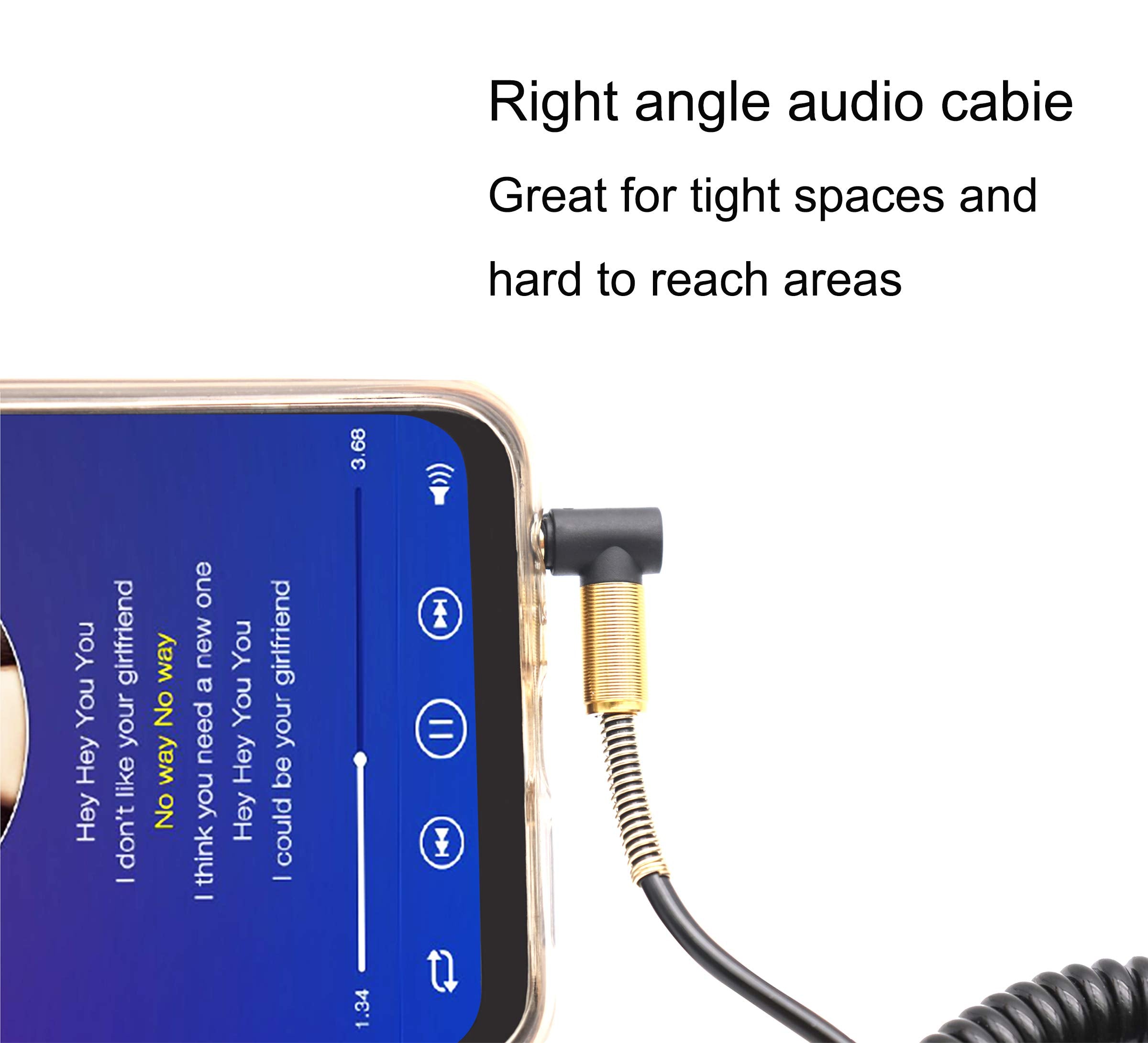 AAOTOKK 3.5mm Coiled Cable - 90 Degree Right Angle 3-Pole TRS Jac by AAOTOKK - Angle View 5