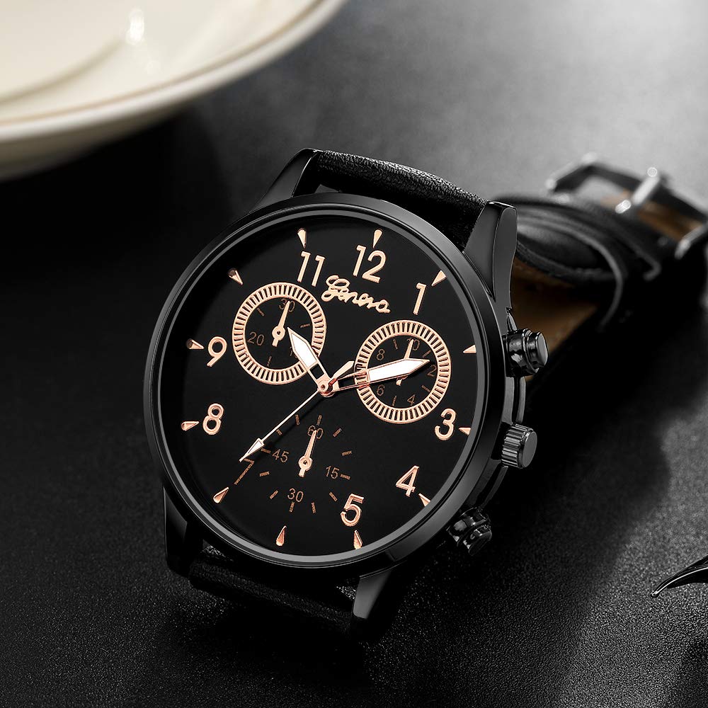 6 Pack Men s Leather Quartz Watch Geneva Casual Dress Wrist - yunanwa Official Imagery - 7