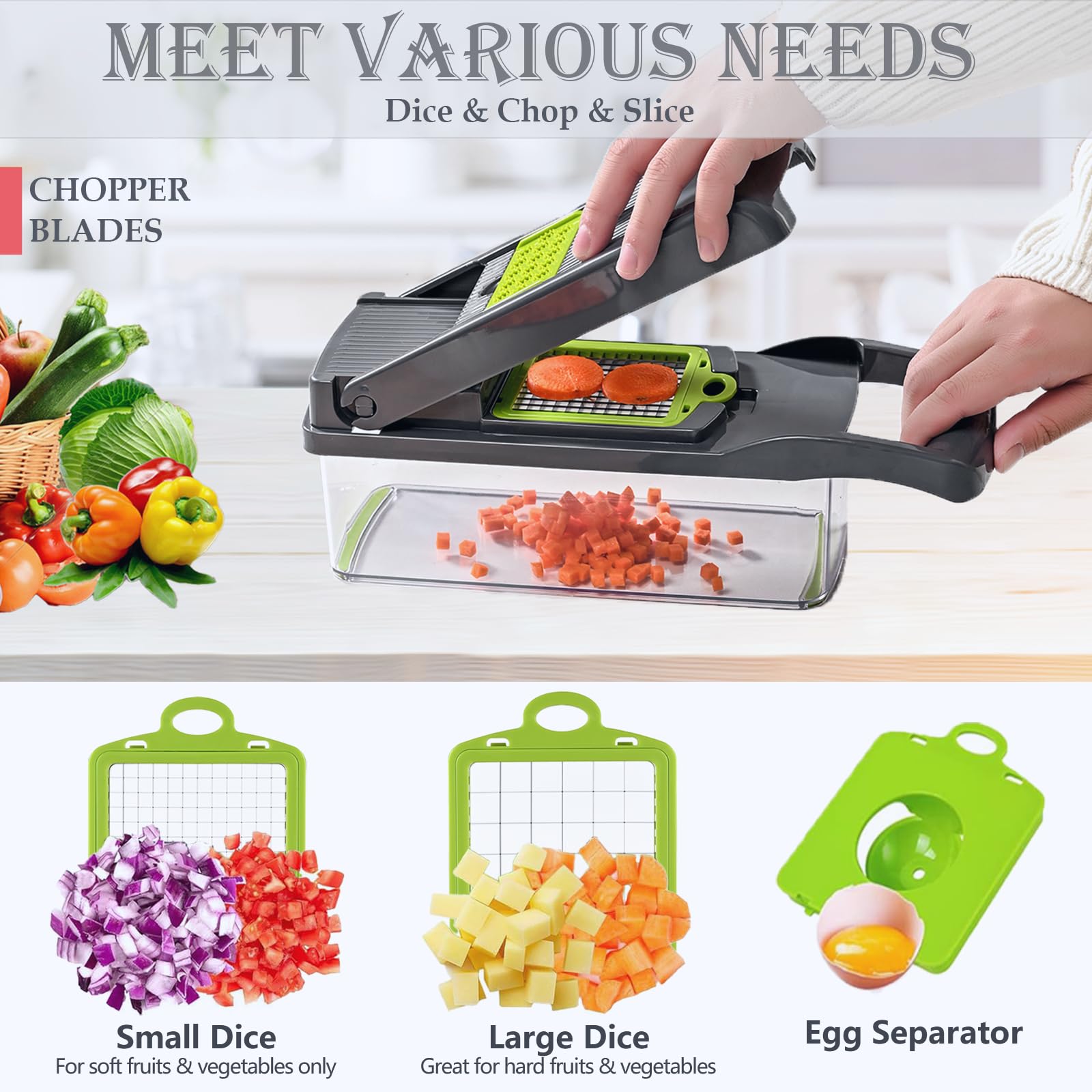 Dewpeton Vegetable Chopper Dicer with Container | Cheese Grater Mandol - View 2