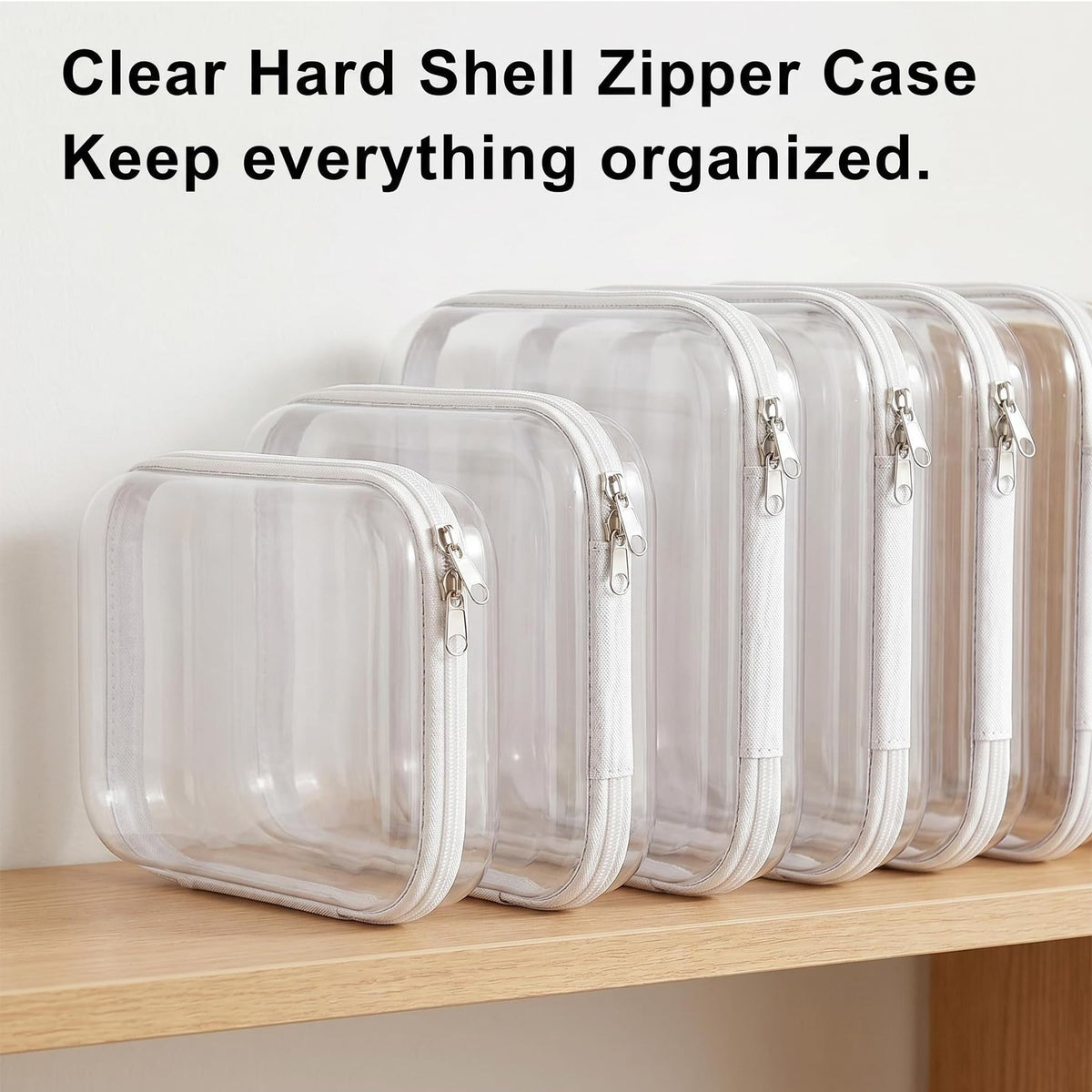 Clear Hard Shell Zipper Case Transparent Cosmetic Bag - JJYYC Official Imagery - 7