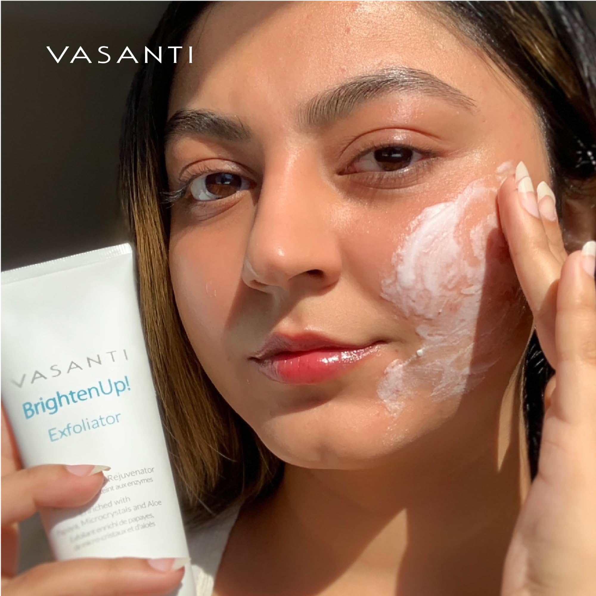 VASANTI BrightenUp! Exfoliator (20g) | Physical + Chemical Facial Exfoliator Scrub with Instant Results for Soft, Smooth and Radiant Skin | Enriched with Papaya, Microcrystals and Aloe | 99% Natural - VASANTI Official Product View 7