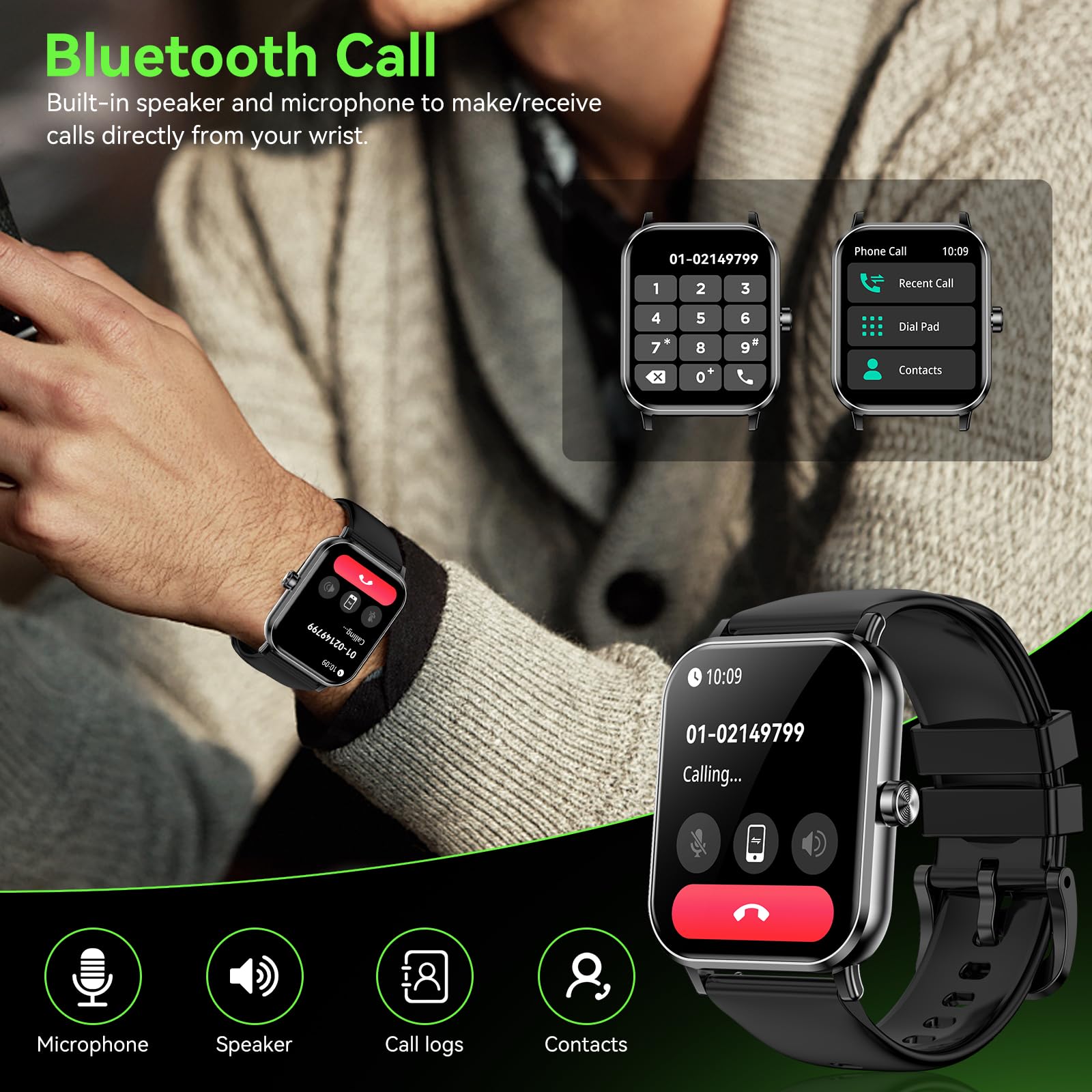 QONBINK Smart Watch, 1.85" HD Fitness Tracker with Bluetooth Calls, 5 - View 2