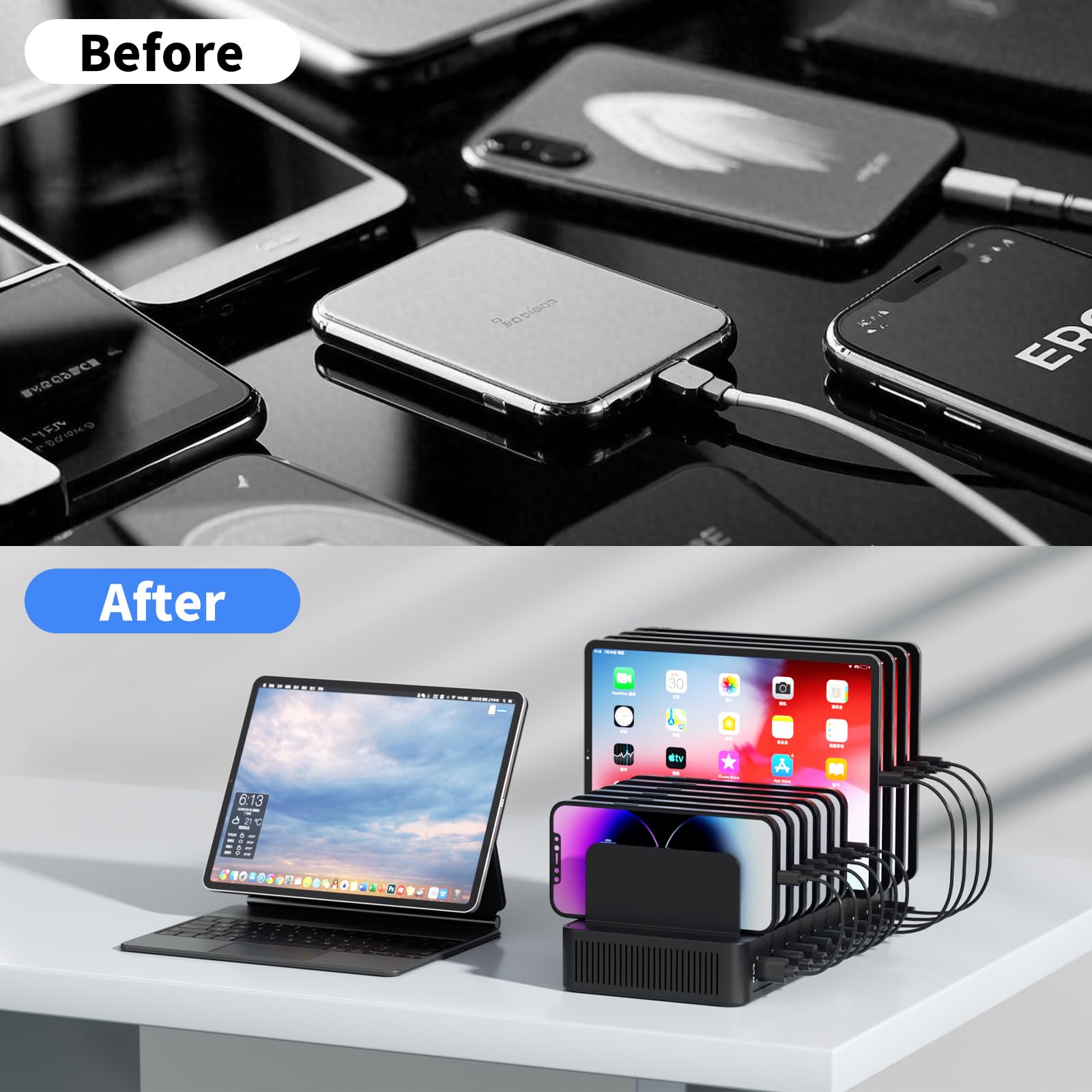 60W Charging Station for Multiple Devices 10 Port USB Fast - Yoodarmx Official Imagery - 5