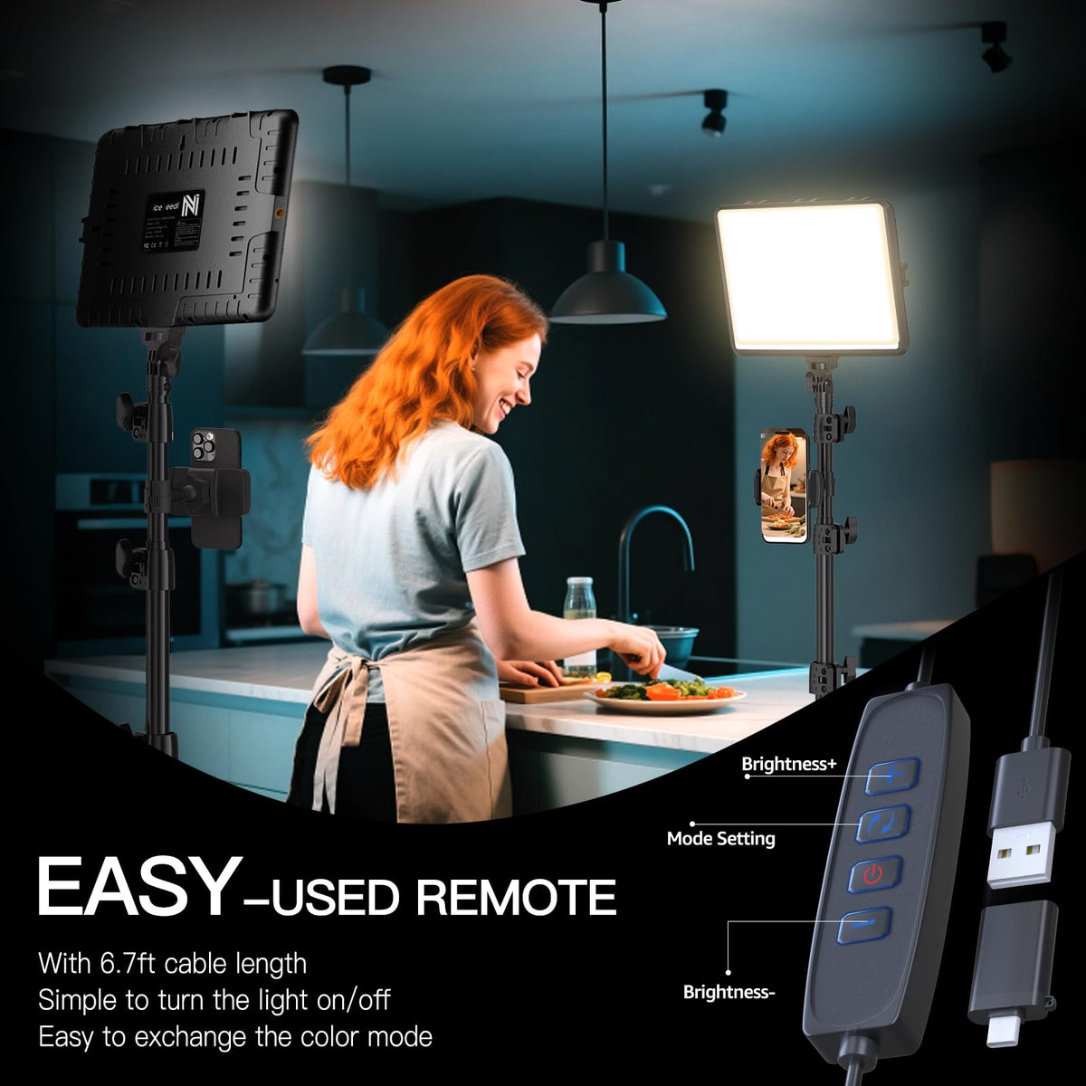 2 Pack LED Video Light Kit NiceVeedi Studio Light 2800 6500K - NiceVeedi Official Imagery - 7