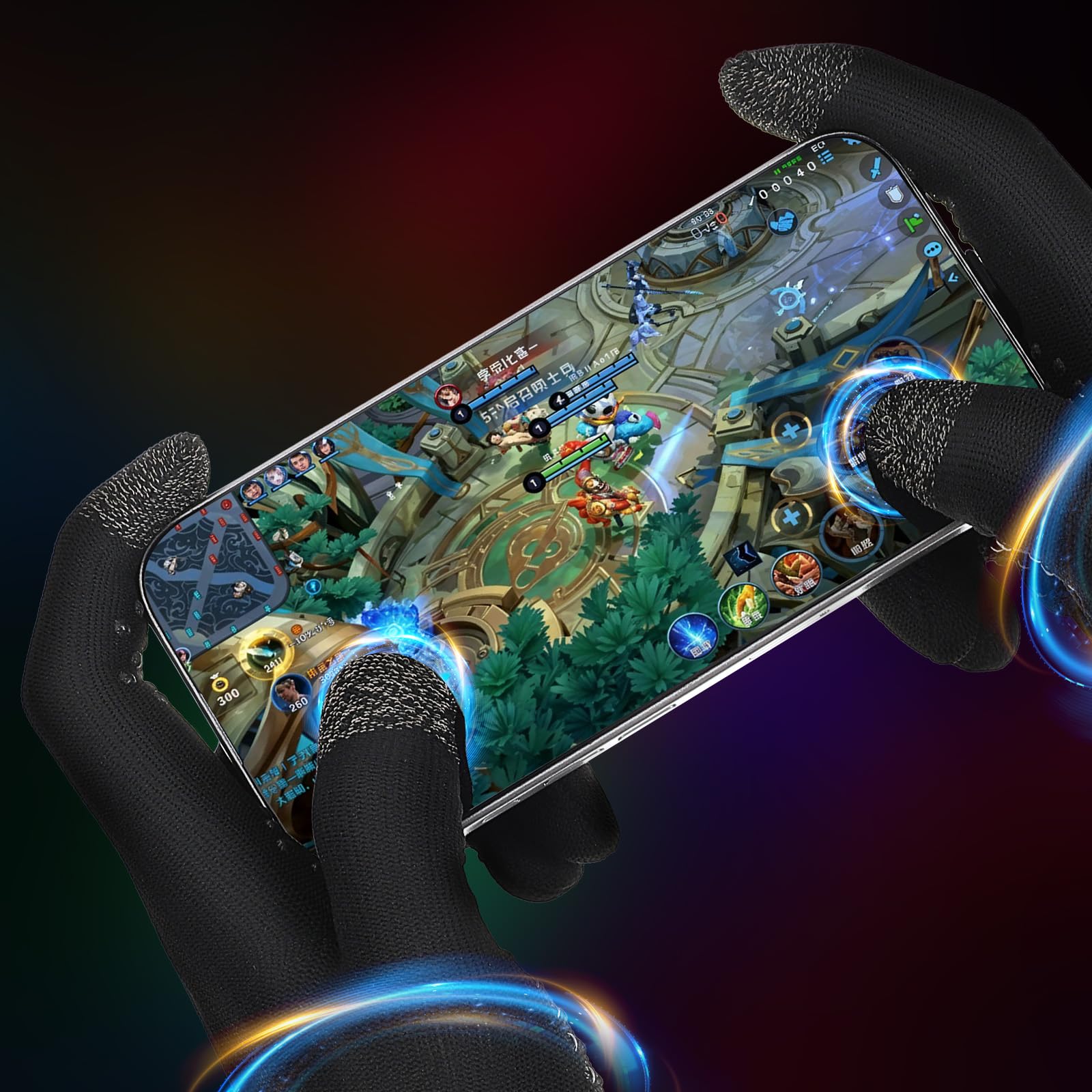 Ptwola ultra-thin mobile gaming gloves with touchscreen fingertips, breathable finger sleeves, designed for high-ranking players and streamers.