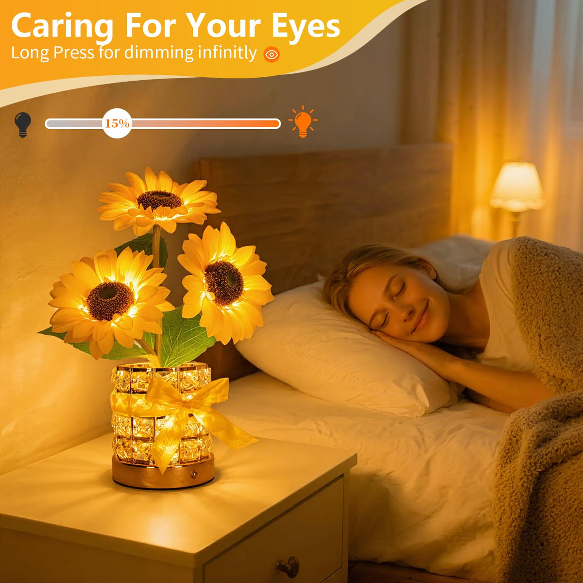 Sunflower LED Lamp USB Rechargeable Touch Night Light 3 - YWYWLED Official Imagery - 5