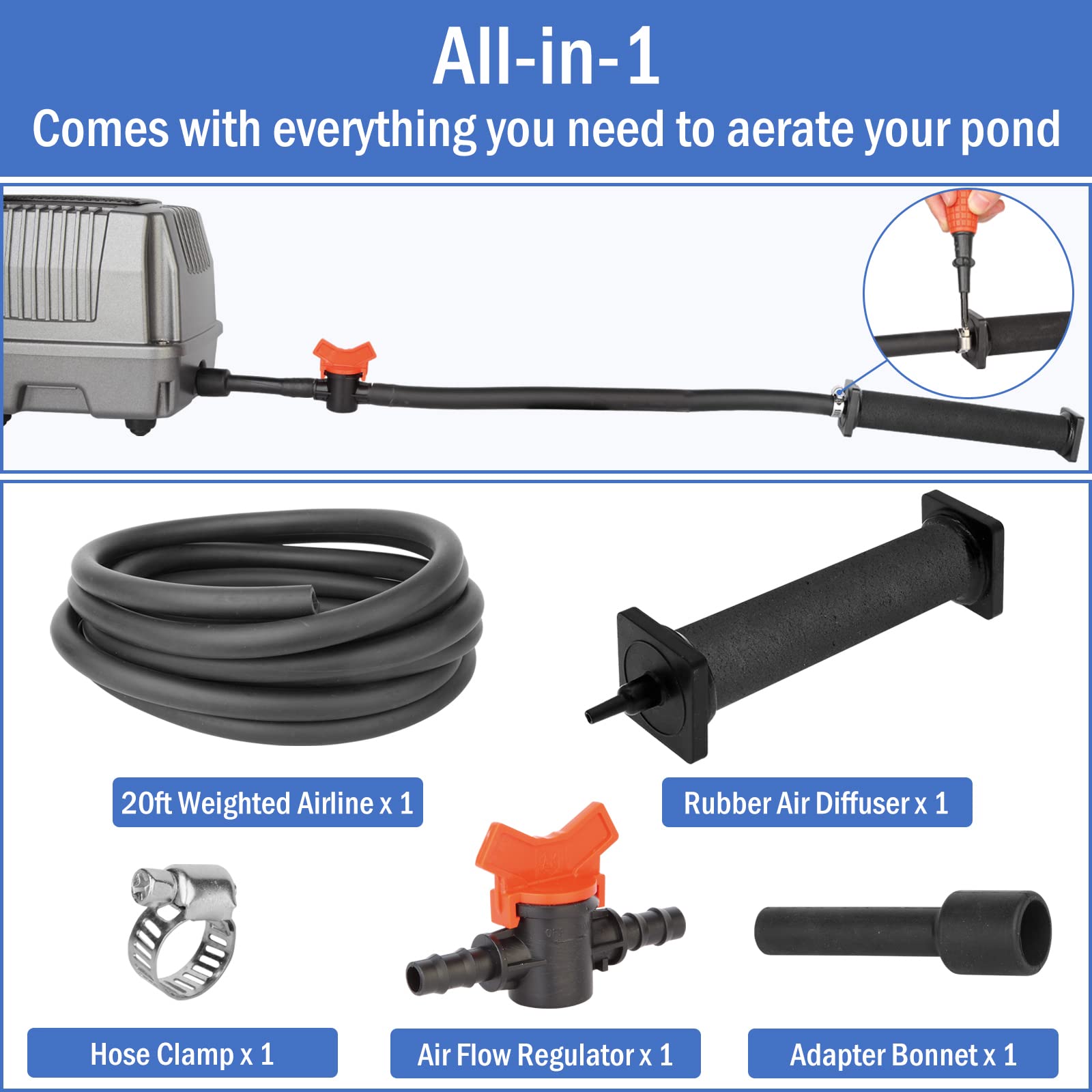 AquaMiracle All-in-One Pond Aeration System - Koi Pond Aerator wi - AquaMiracle Official Product View 3