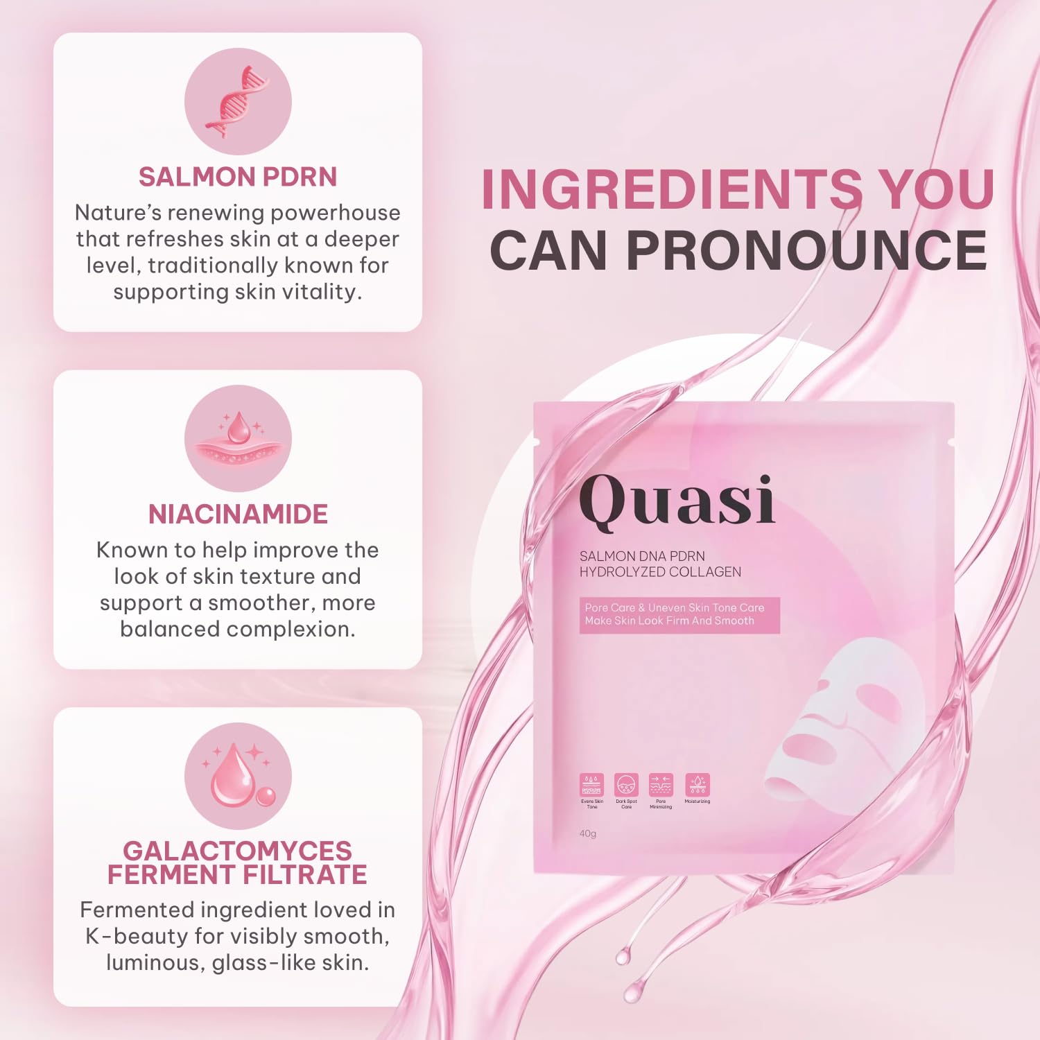Salmon PDRN Collagen Mask – Korean Skin care Gel Face Mask for - Quasi