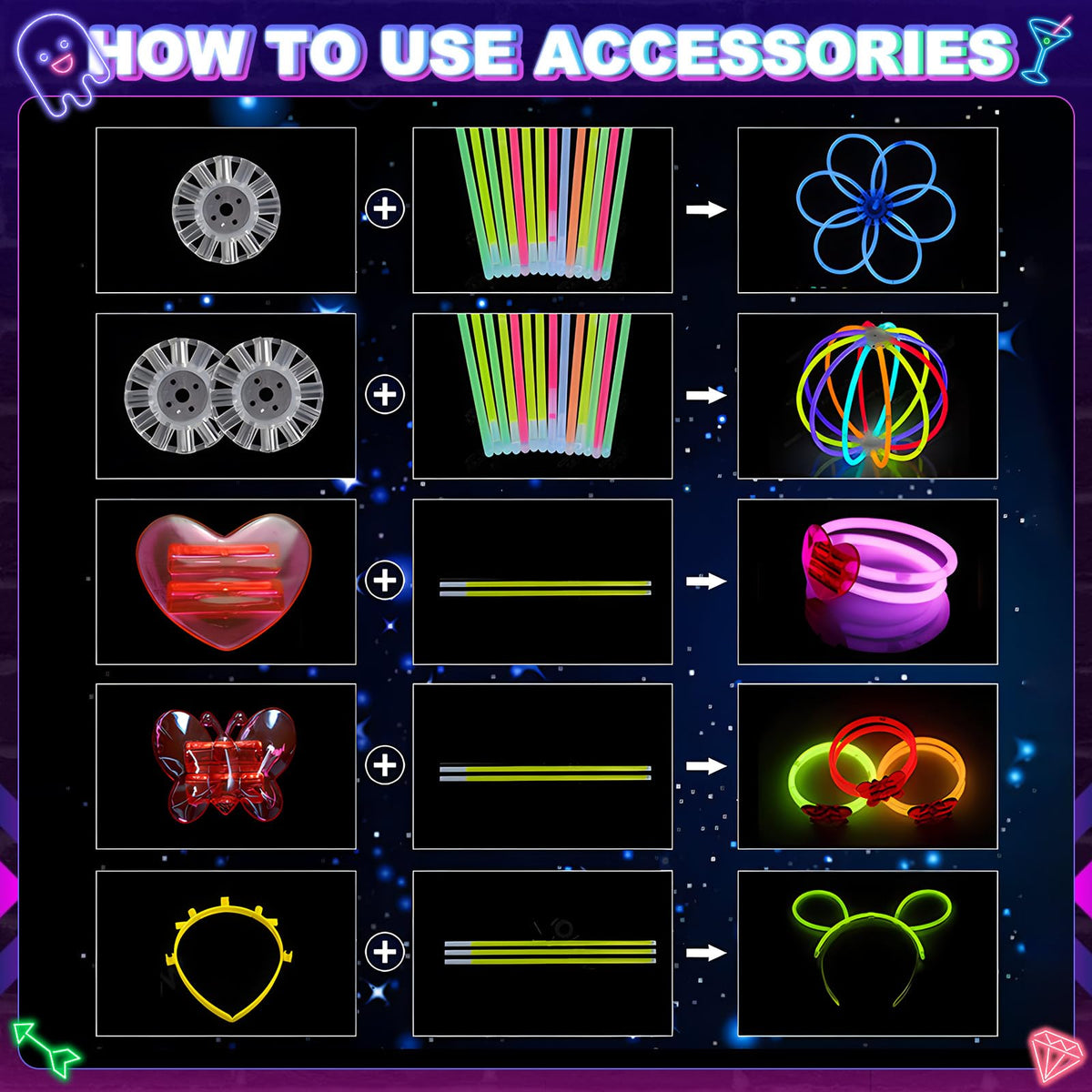 470pcs Glow in the Dark Party Supplies for Birthdays with - Bowskevm Official Imagery - 5