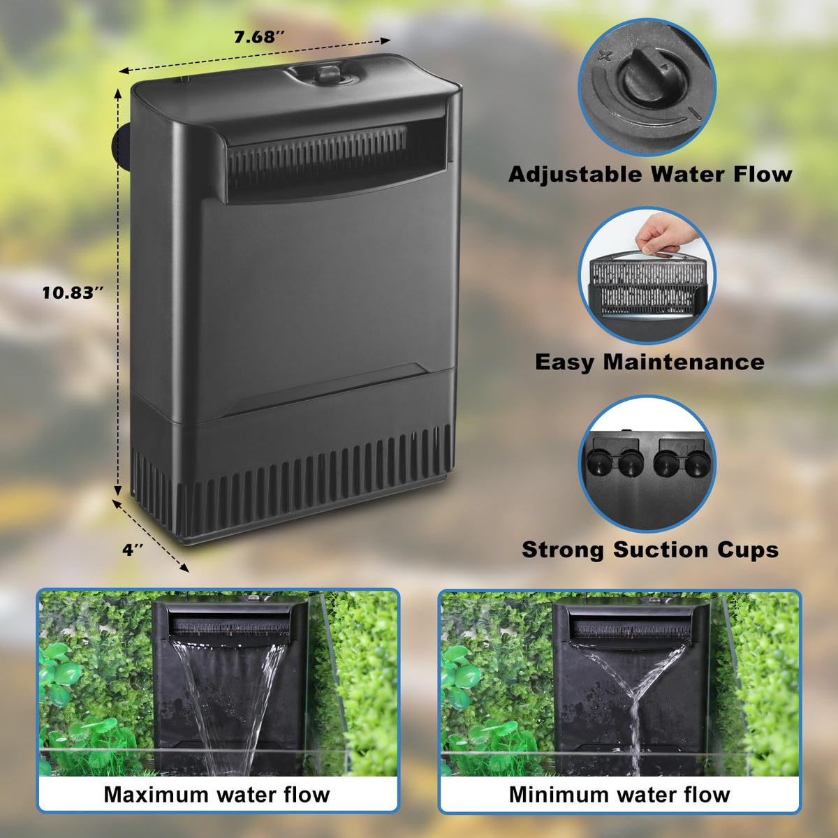 Turtle Tank Filter Aquarium Filter Power Adjustable 20 75 - TARARIUM Official Imagery - 6