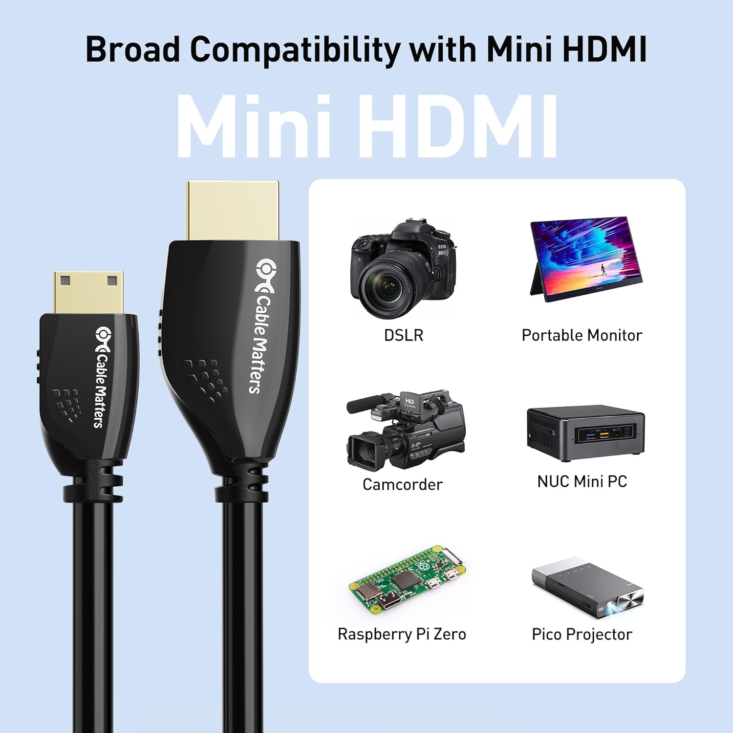 Cable Matters 25ft high-speed 4K HDMI to HDMI cable showing connectors for 4K video transfer and durable construction.