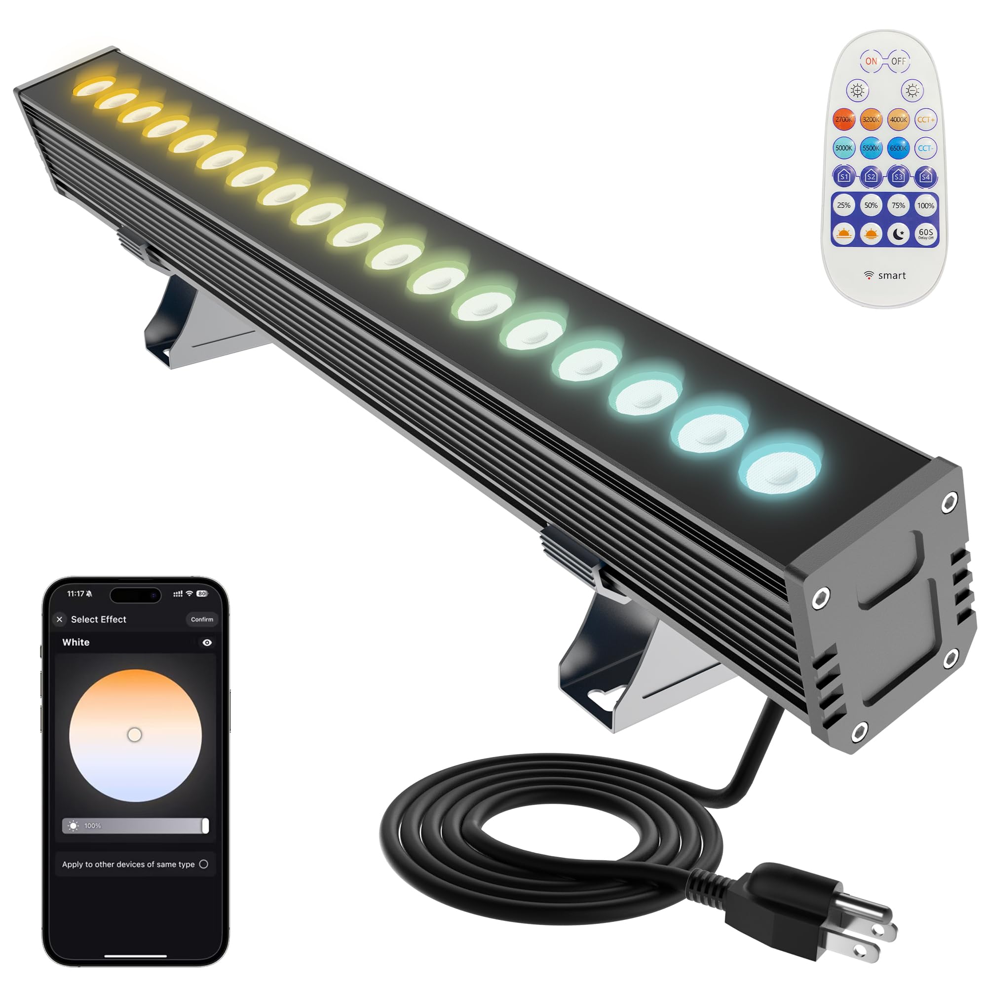 Yasotek 180W RGB Light Bar, RGBCW Wall Washer with APP & RF Remot - Yasotek Official Product View 8