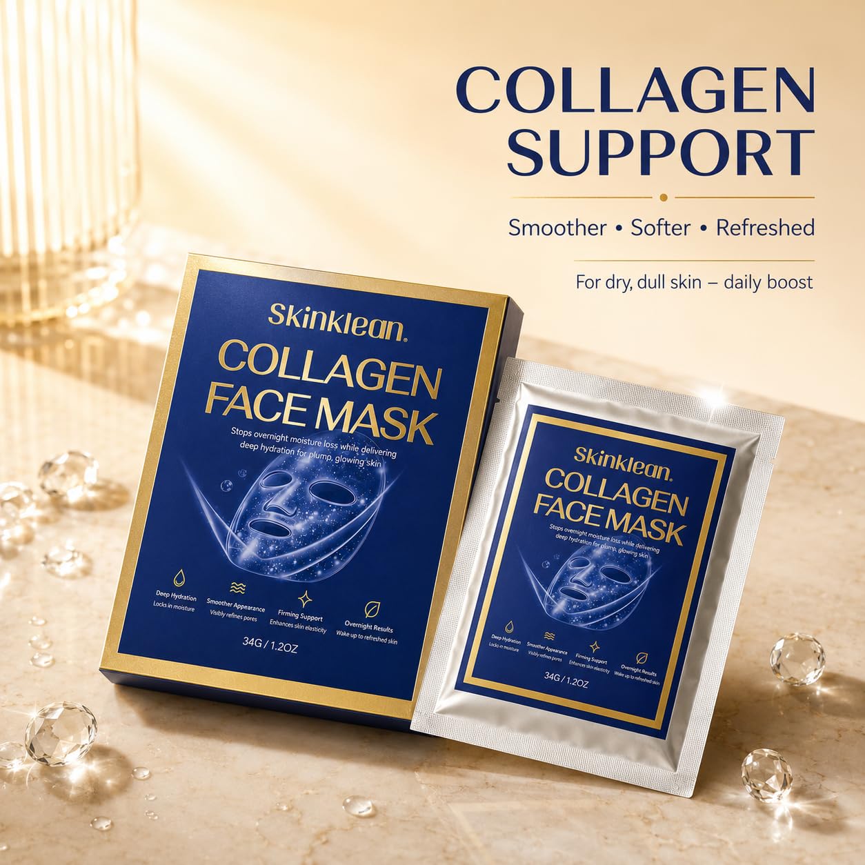 SkinKlean Collagen Face Mask 9 Pack,Hydrating Sheet Masks for - Kymezol