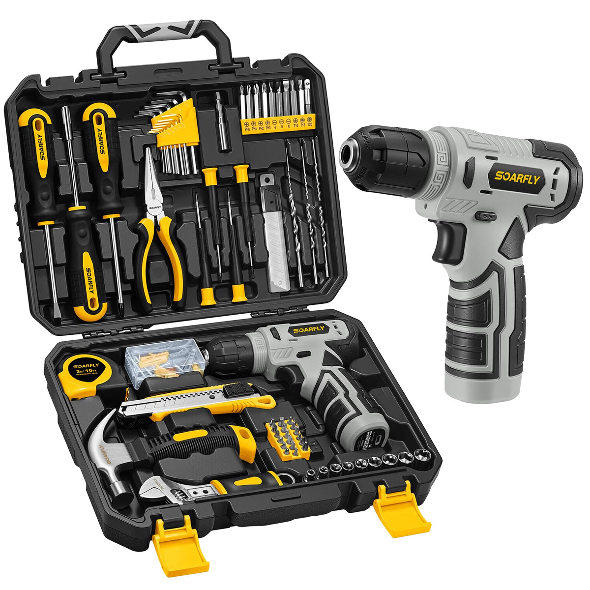 157 Piece Tool Set 8V Cordless Drill Set Hand Tool Kit for - SOARFLY Official Imagery - 1