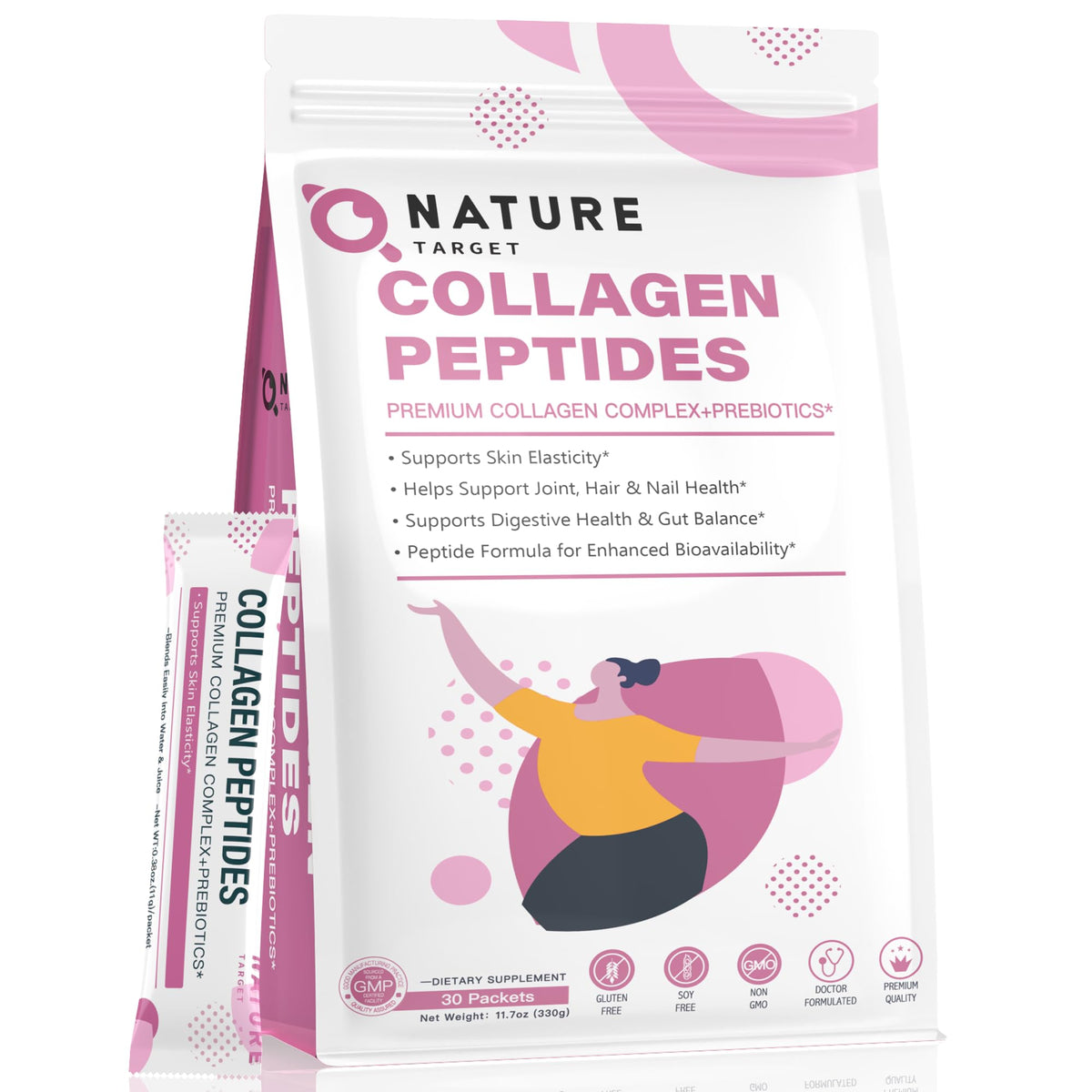NATURE TARGET Multi Collagen Peptides Powder 30 Stick Packs - NATURE TARGET Official Imagery - 2