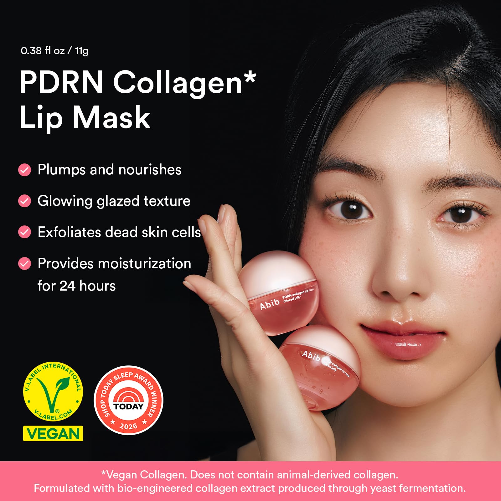Abib PDRN Vegan Collagen Lip Mask Glazed Jelly 0.38 fl oz | Korean Lip Butter Balm Overnight Sleeping Mask Hydrating Care Moisturizer Treatment for Flakey, Dry Lips - Abib Official Product View 3