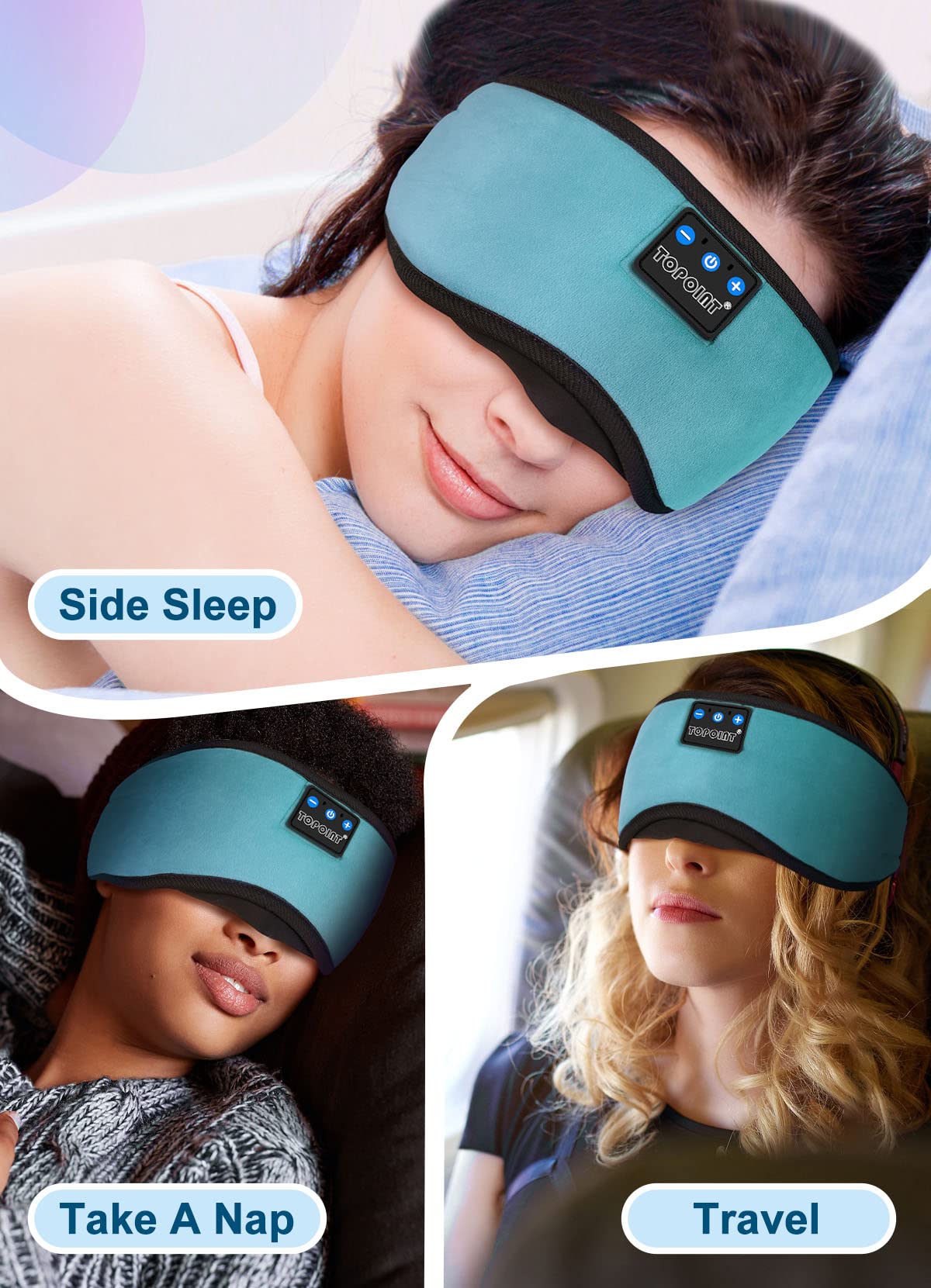TOPOINT Sleep Mask with Headphones Bluetooth 5.4 Wireless, Sleep - TOPOINT Official Product View 5