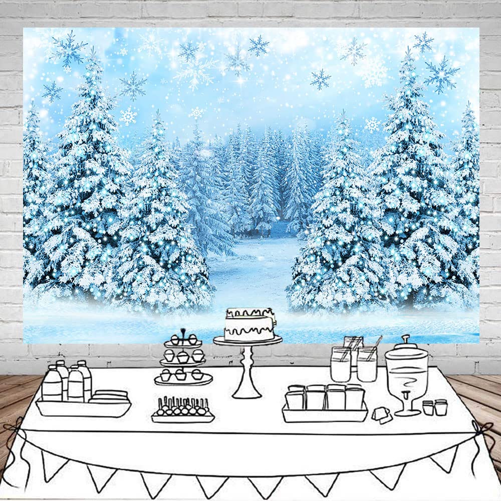 Mocsicka Winter Wonderland Backdrop 7x5ft Blue Christmas