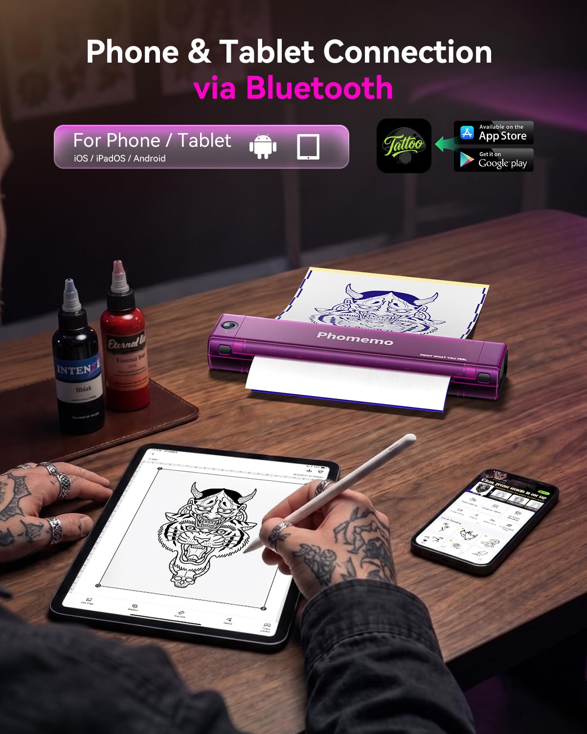 Phomemo M08F Tattoo Stencil Printer Bluetooth Wireless - Phomemo Official Imagery - 3