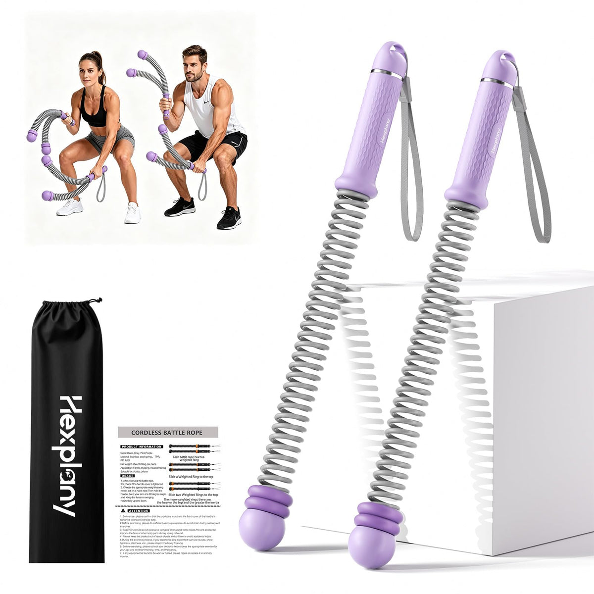 Ropeless Battle Ropes with Adjustable Weight Unisex for Home - Hexplany Official Imagery - 1