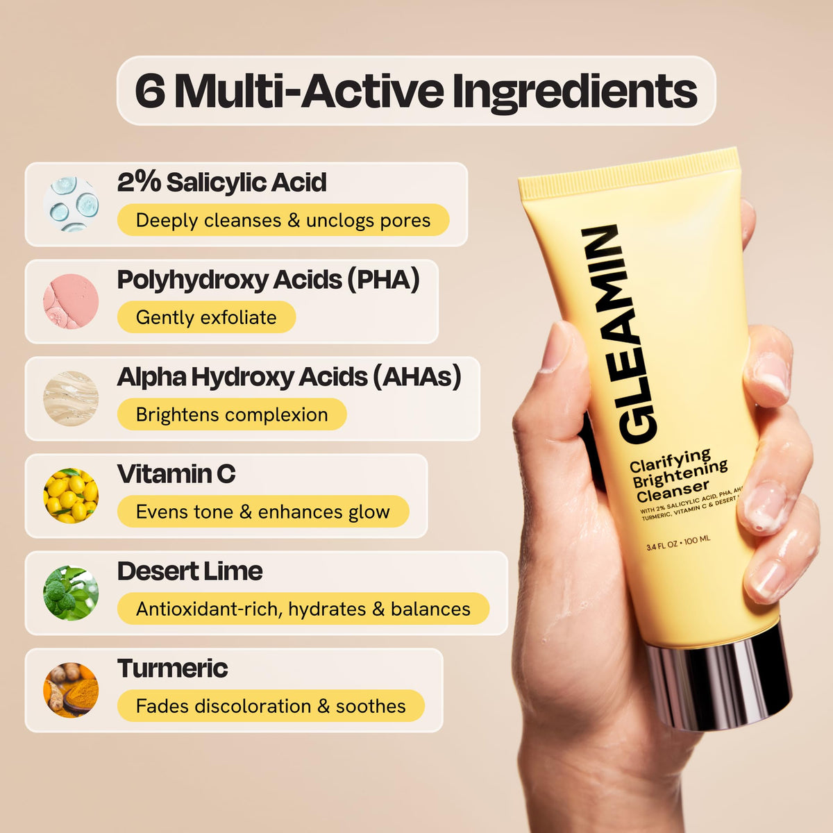 Gleamin Clarifying Brightening Cleanser 3 4 fl oz Facial - Gleamin Official Imagery - 6