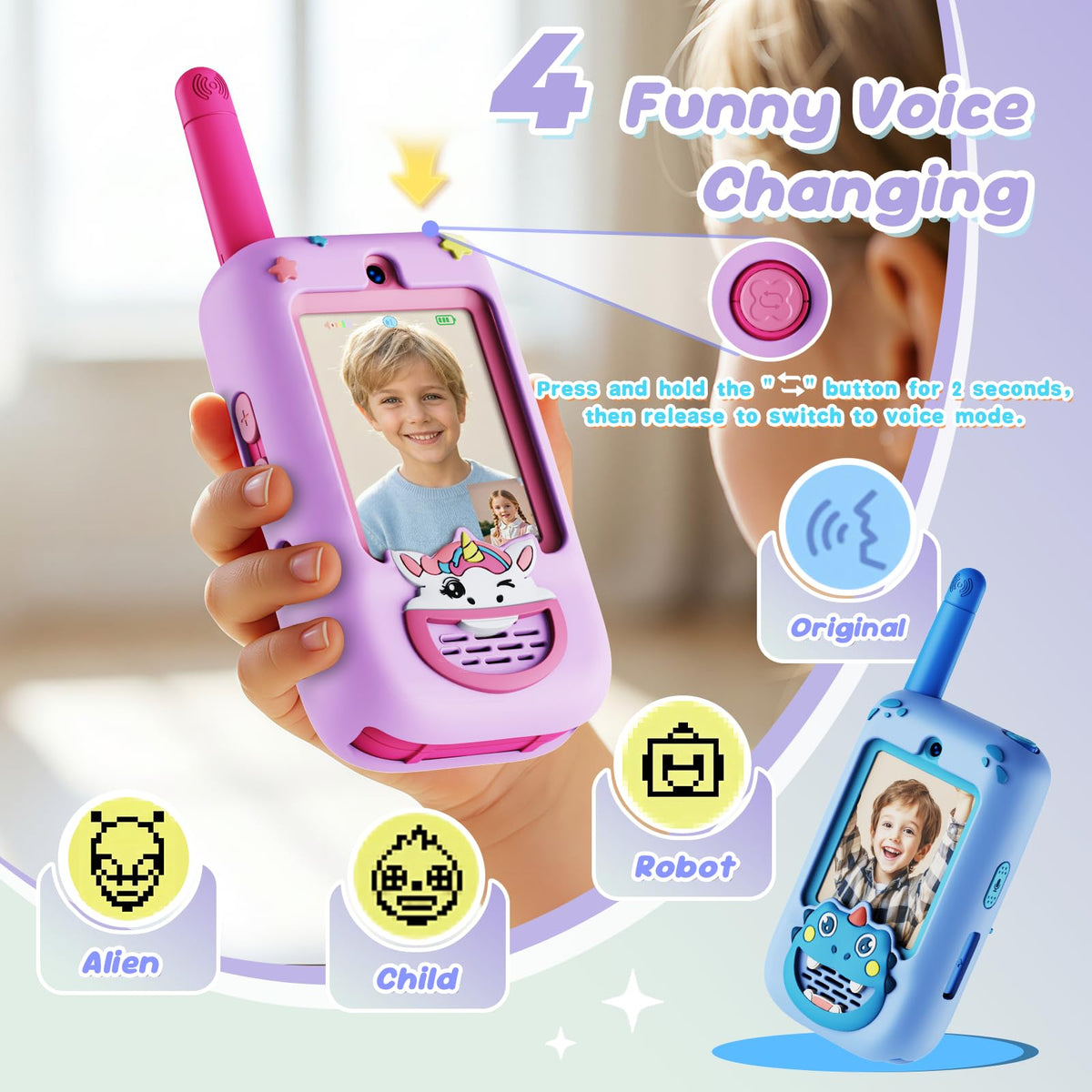 Video Walkie Talkies for Kids 2 Pack HD Camera Long Range - BOFIDAR Official Imagery - 5
