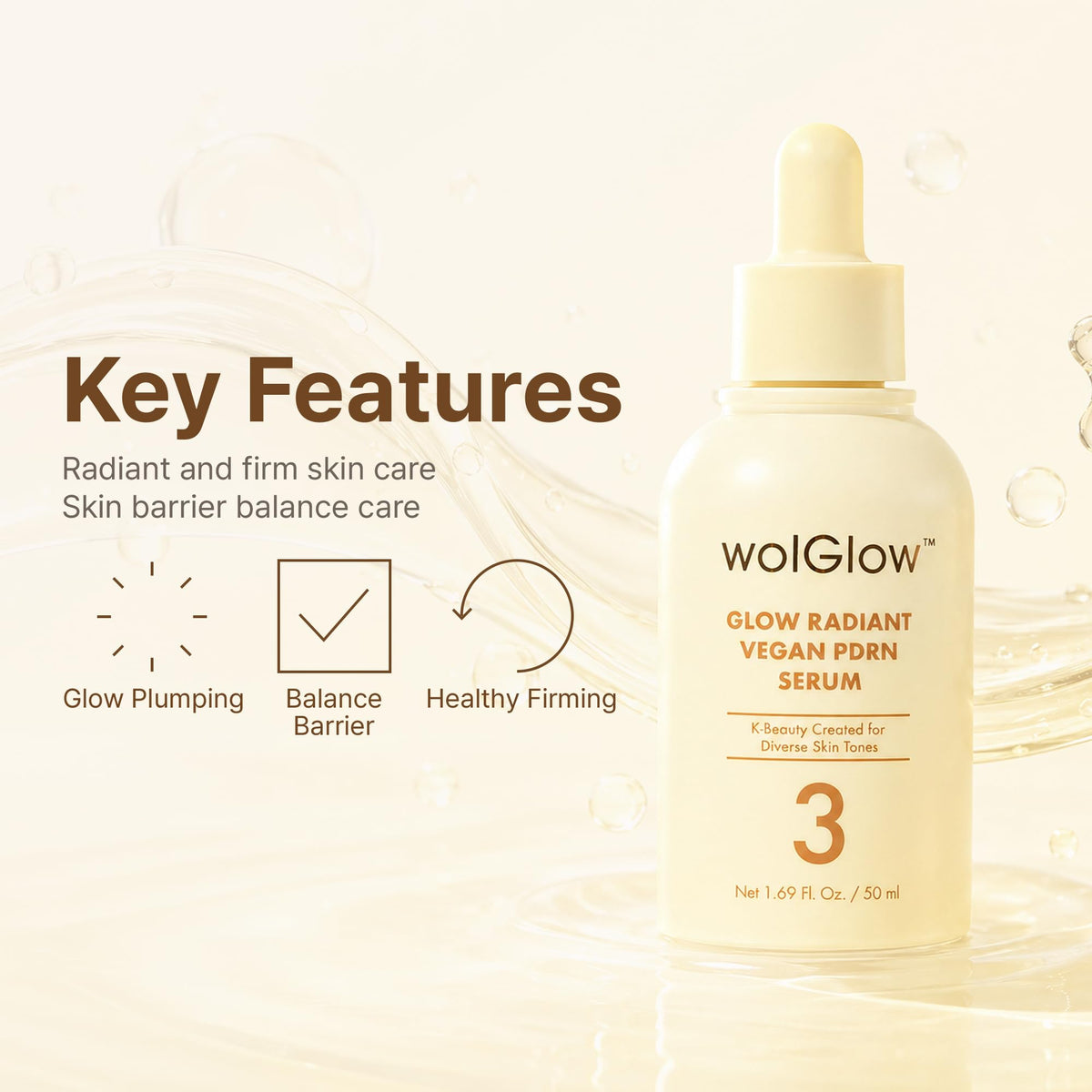Glow Radiant Vegan PDRN Serum for Hydrated Radiant Looking - WOLGLOW Official Imagery - 7