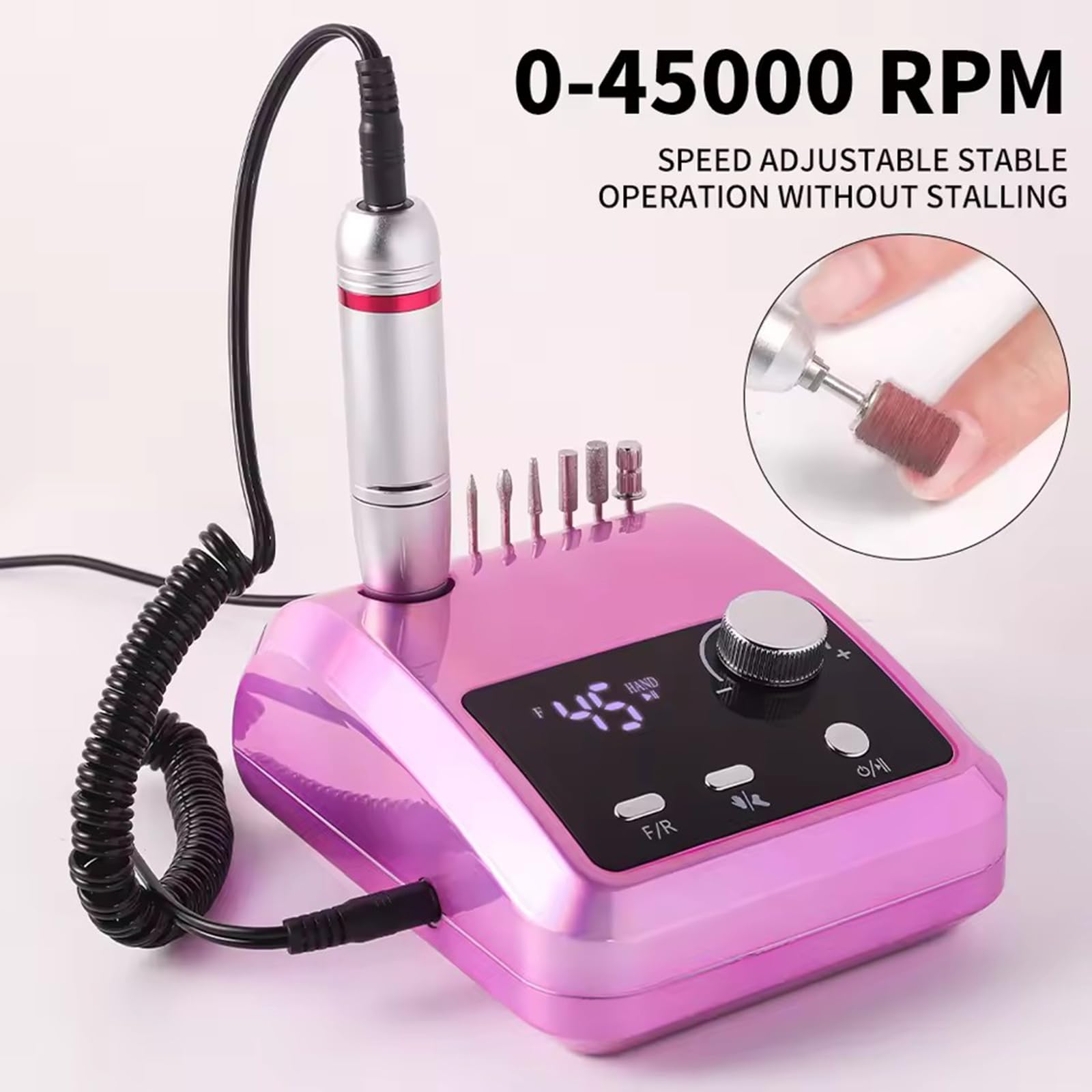 Multifunctional Desktop Nail Drill with Foot Pedal 45000RPM E-File with Bit