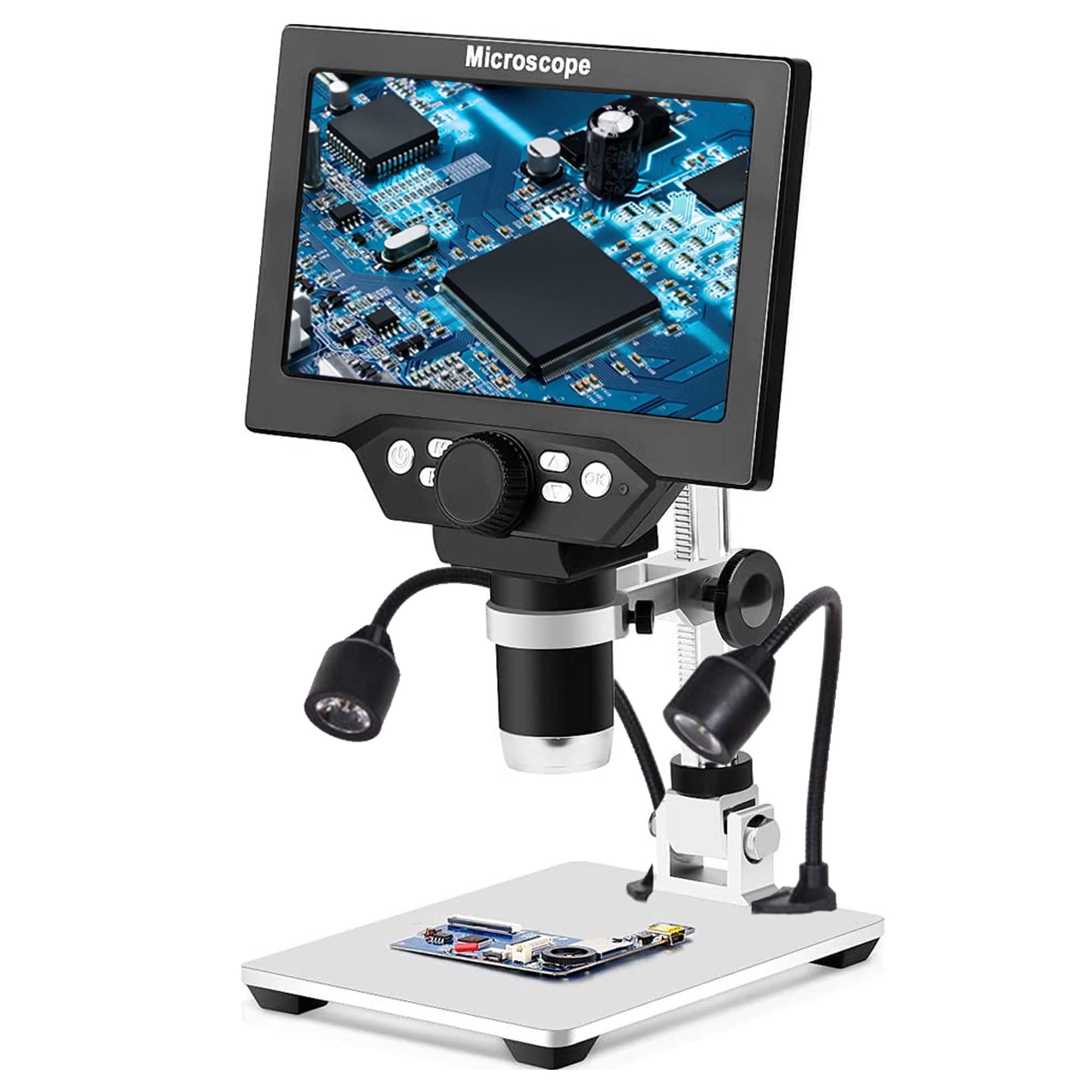 Highbrain 7" LCD Digital Microscope for Adults, 1200X Coin Magnif by Highbrain - Angle View 1