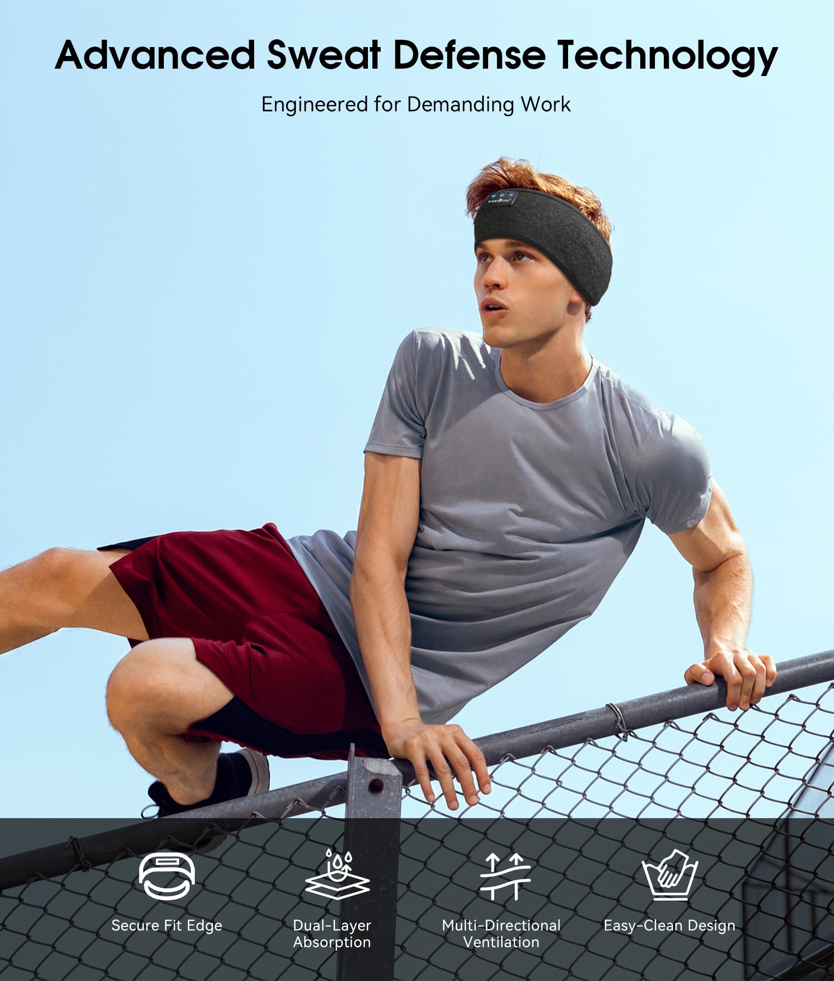 MUSICOZY Bluetooth 5.4 Sleep Headphones Headband Sports Wireless by MUSICOZY - Angle View 3