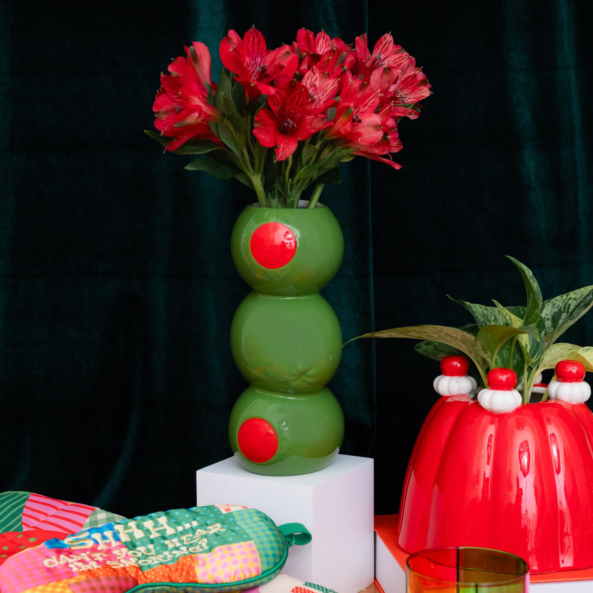 ban do Novelty Ceramic Vase Stacked Olives - ban.do Official Imagery - 6