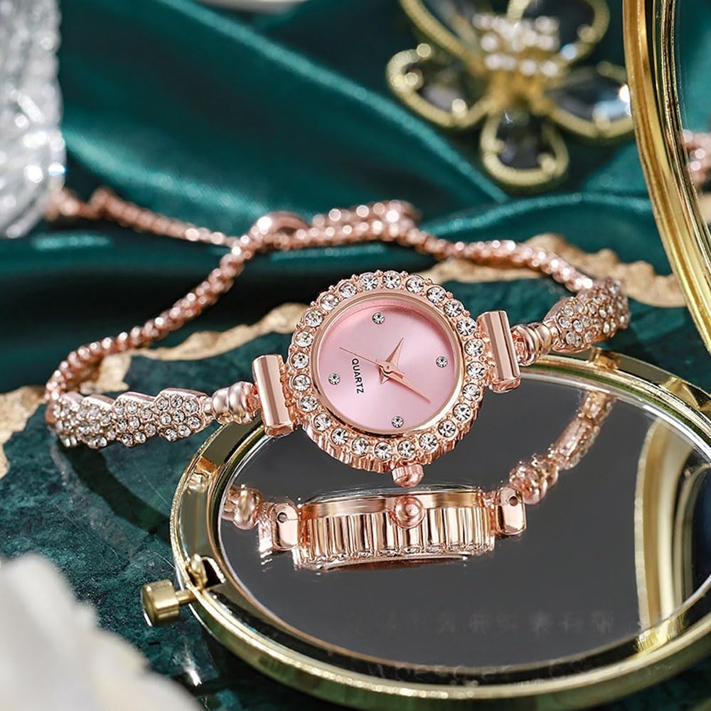 Gold Watch Set for Women Full Diamond Dress Adjustable Slim - dayutech Official Imagery - 8