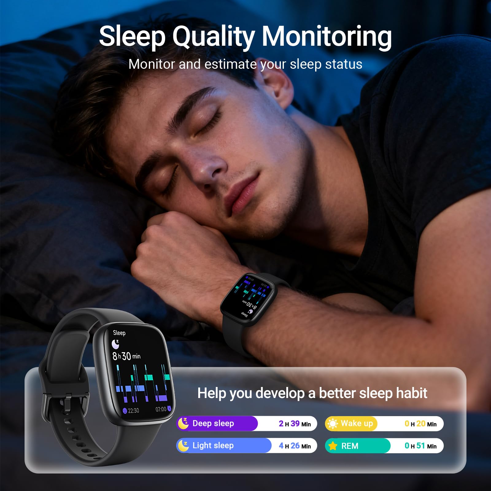 Fitpolo Smart Watch, 1.85" AMOLED Fitness Tracker with Bluetooth Call, - View 7