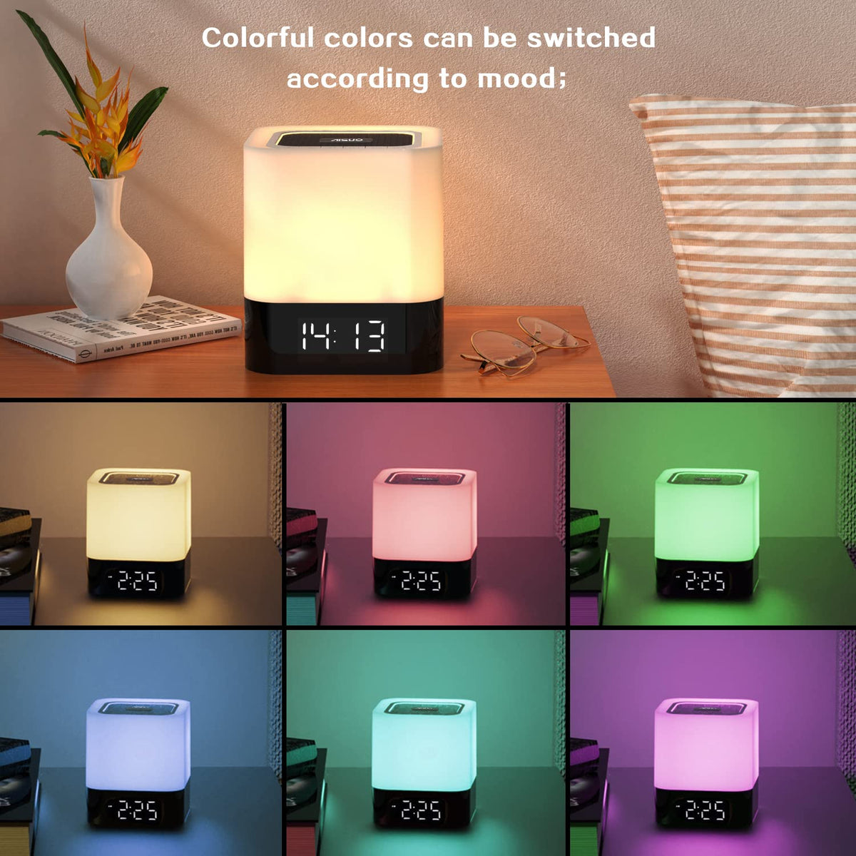 Touch Light Bluetooth Speaker with Alarm Clock Small Lamp - Aisuo Official Imagery - 3