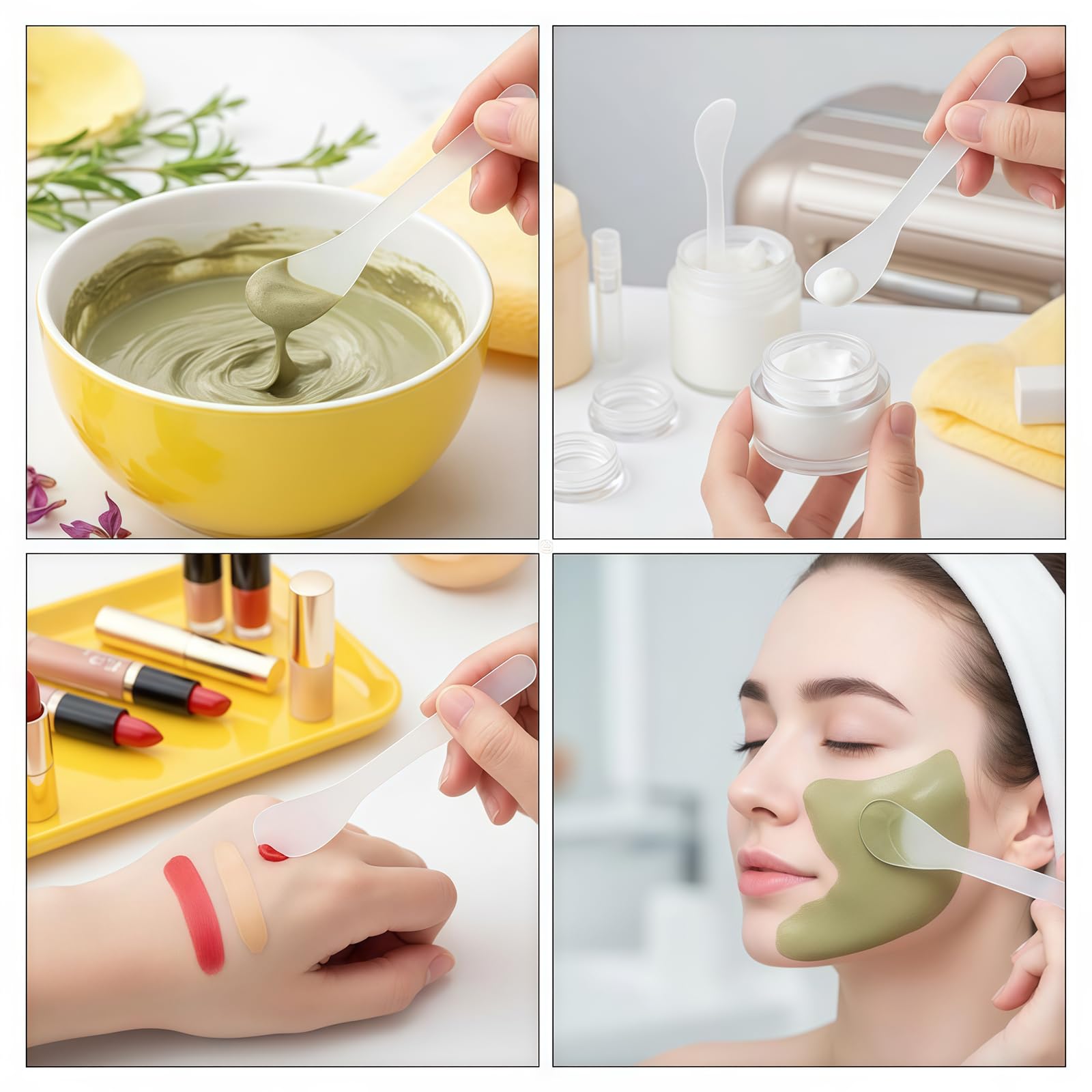 50Pcs Transparent Premium Plastic Cosmetic Spatula Makeup Scoop - Happyupcity