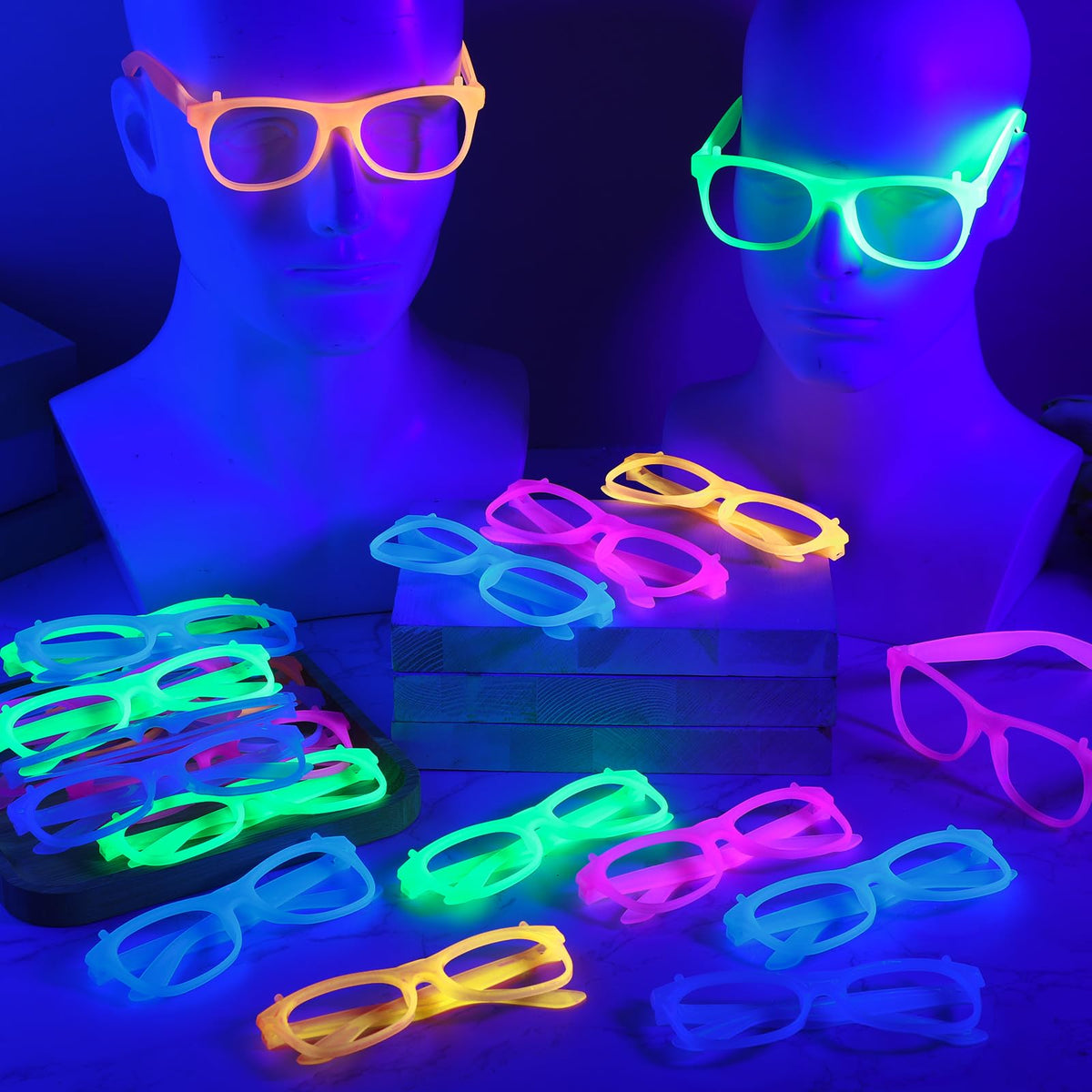 Halloween Glow in The Dark Glasses Neon Glasses UV Reactive - Viozakanry Official Imagery - 5