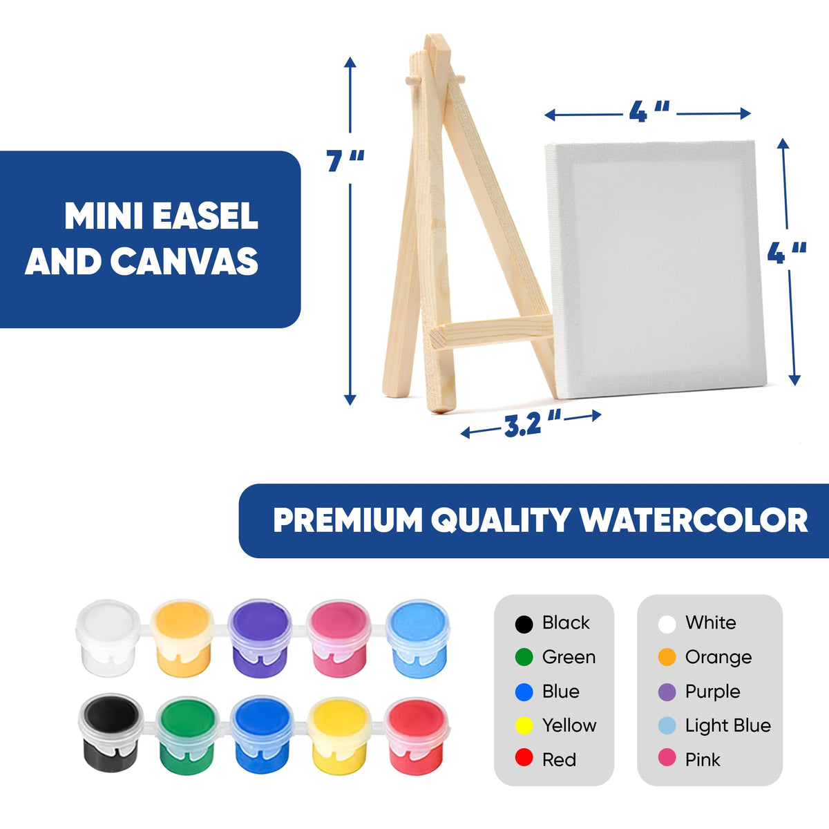 Set of 12 Mini 4x4 Canvas and Easel Set with 10 Colors - CRAFTY HAPPITOYS Official Imagery - 3
