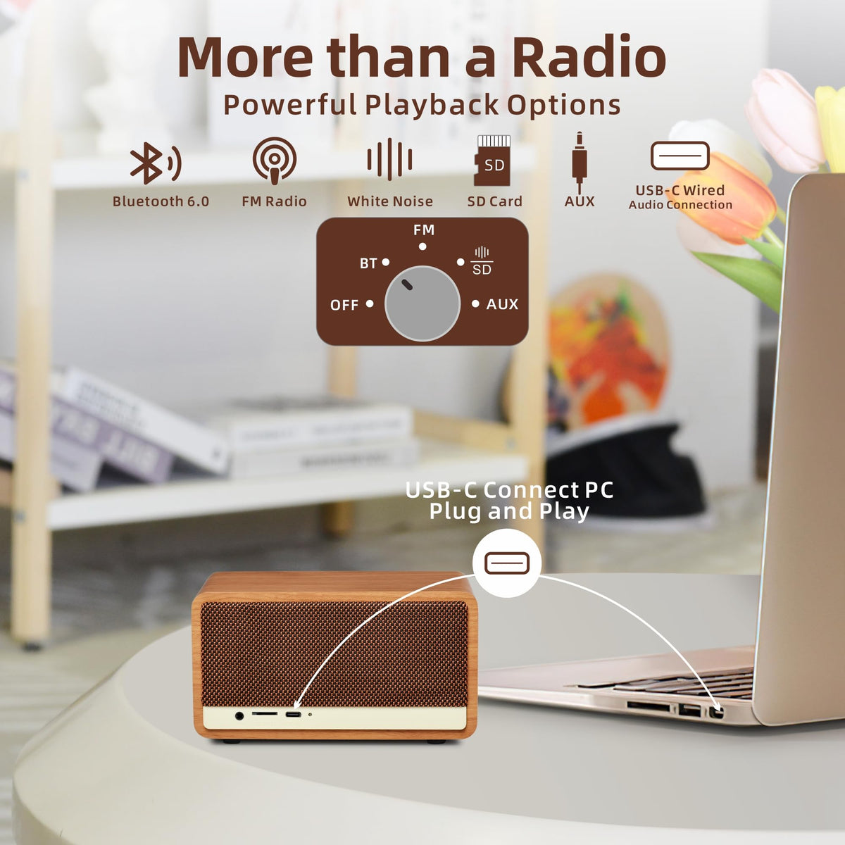 Vintage Radio with Bluetooth Speaker for Home Office Kitchen - Joiimu Official Imagery - 5